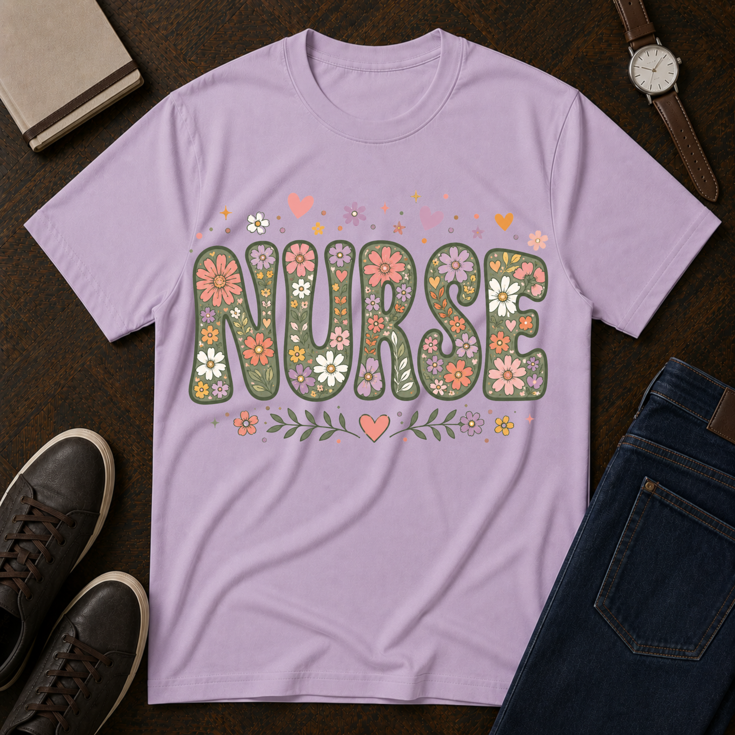 Floral Nurse T-Shirt - Nurse Graduation Gift and RN Appreciation Tee