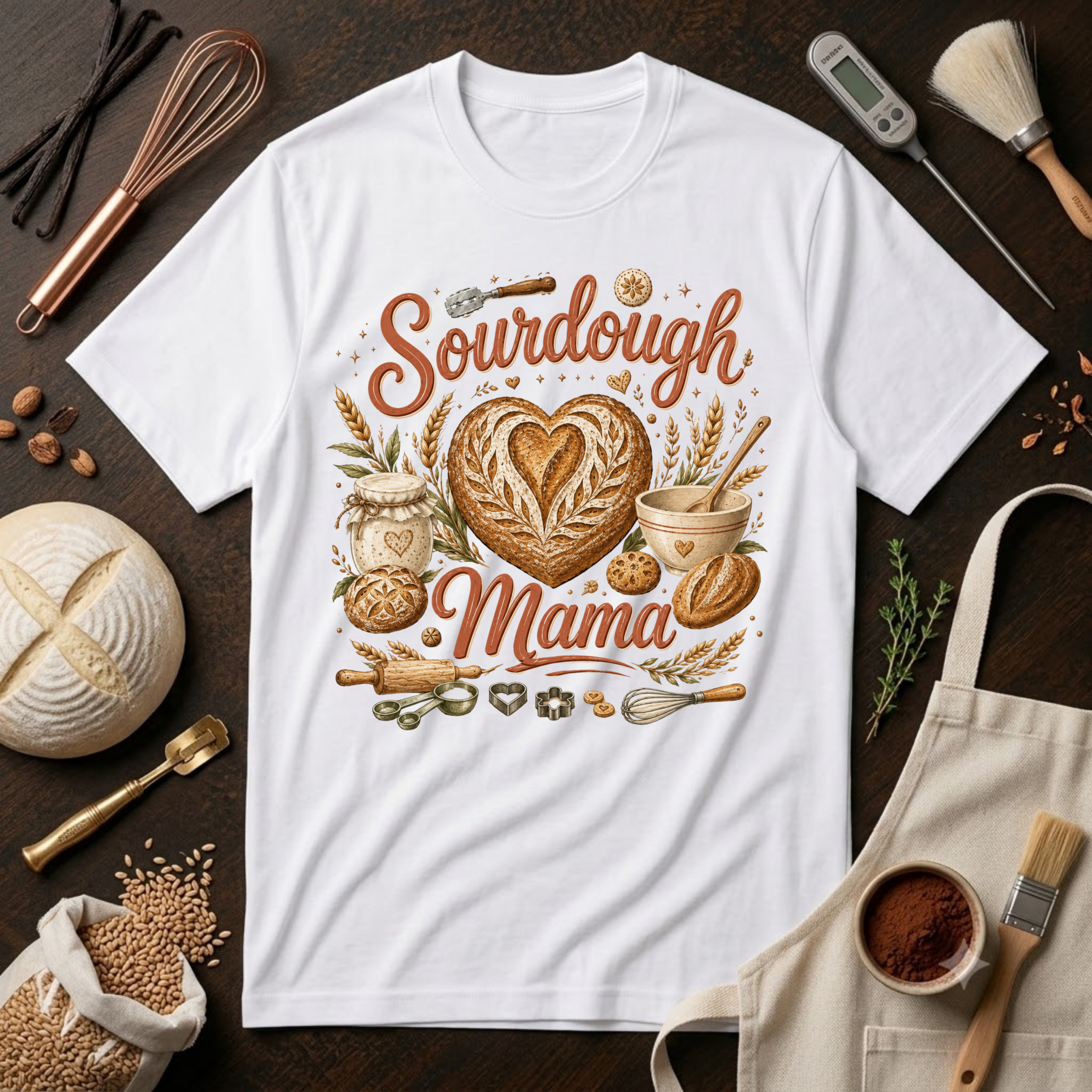 Sourdough Mama Shirt, Sourdough Gift, Bread Baker Gift, Baking Mom Shirt, Artisan Bread Lover, Cottagecore Baker Tee