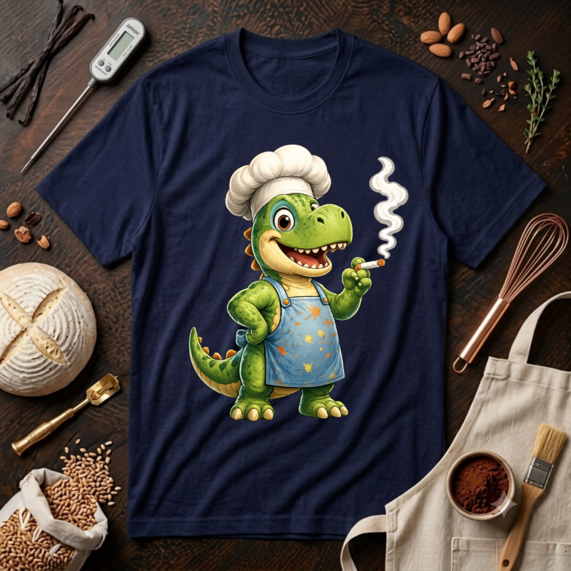 Dinosaur chef shirt, dinosaur lover gift, funny chef dinosaur tee, T Rex shirt, chef gift, cook gift, culinary gift for food lovers.