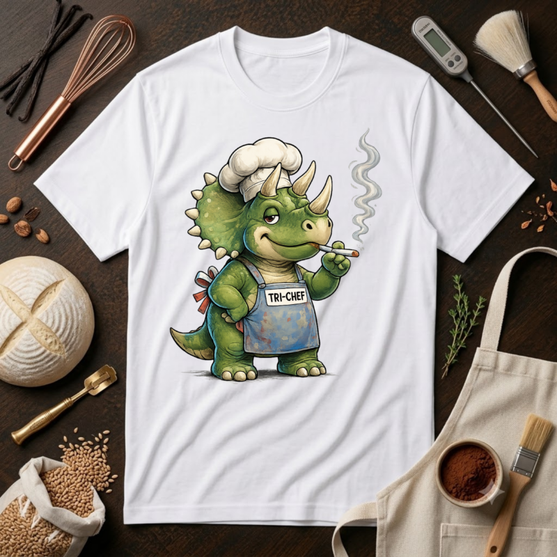 Tri Chef Shirt, Triceratops Chef Tee, Funny Dinosaur Chef Shirt, Funny Triceratops Comfort Colors 1717 T-Shirt