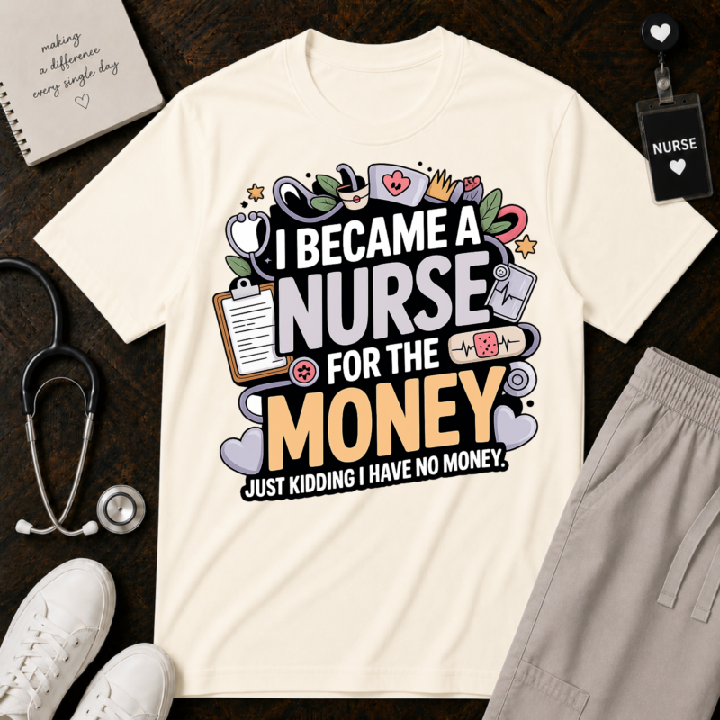 Nurse T-Shirt — "I Became a Nurse for the Money (Just Kidding I Have No Money)" Funny Nursing Tee