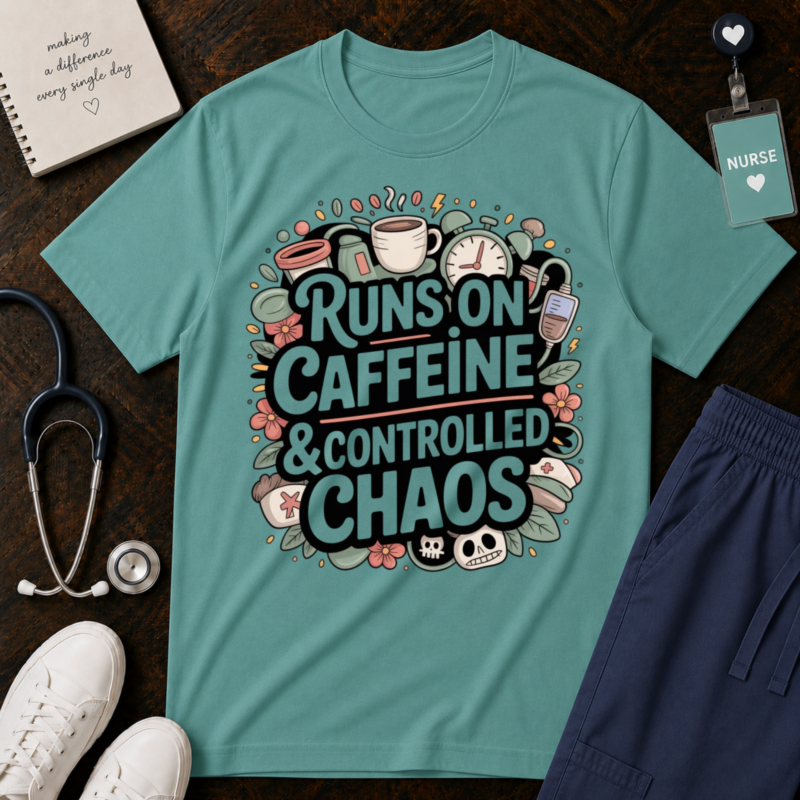 Runs on Caffeine & Controlled Chaos T-shirt | Coffee Graphic Tee