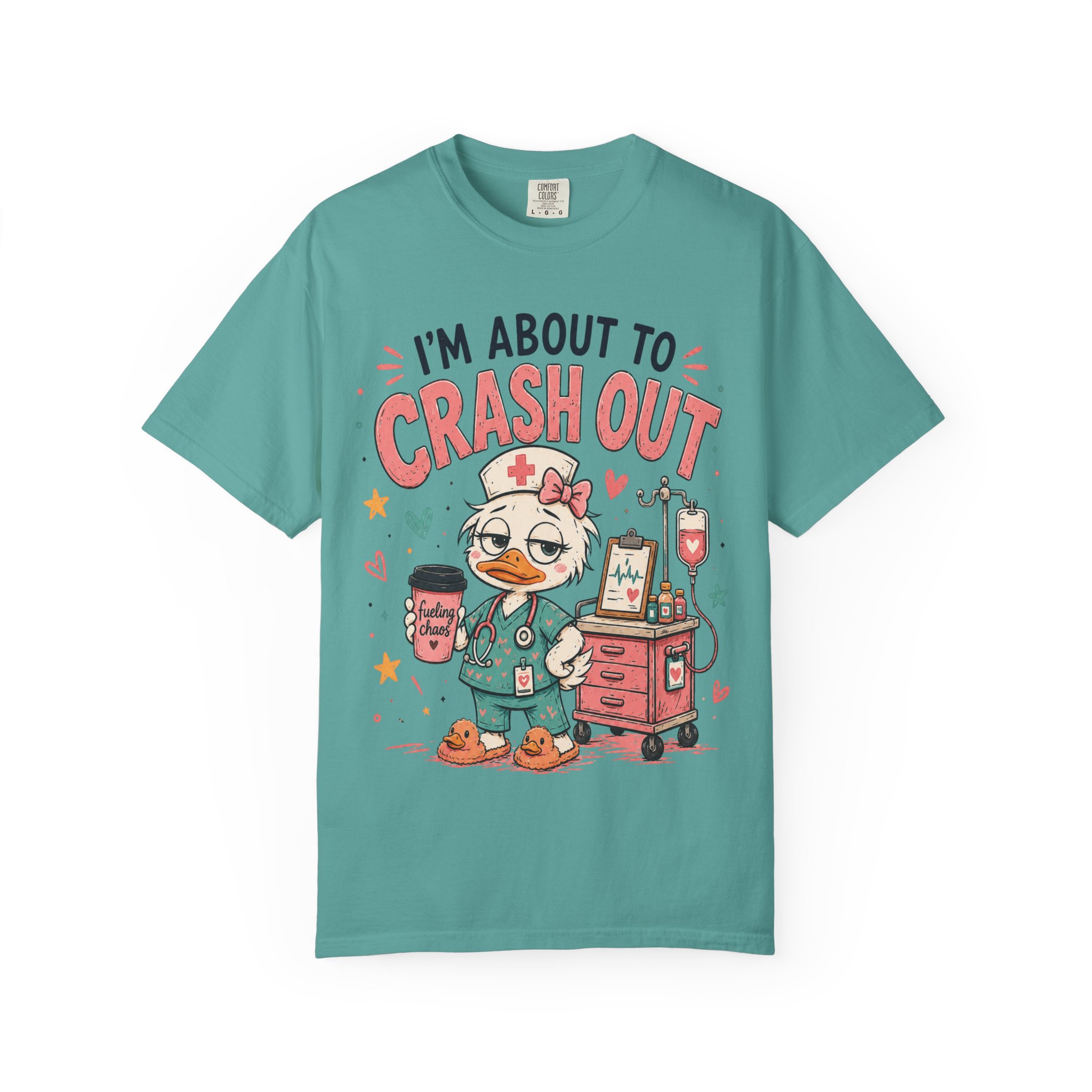 Im About to Crash Out Funny Nurse Health Care Work Comfort Colors Medical Graphic Tee - Image 10