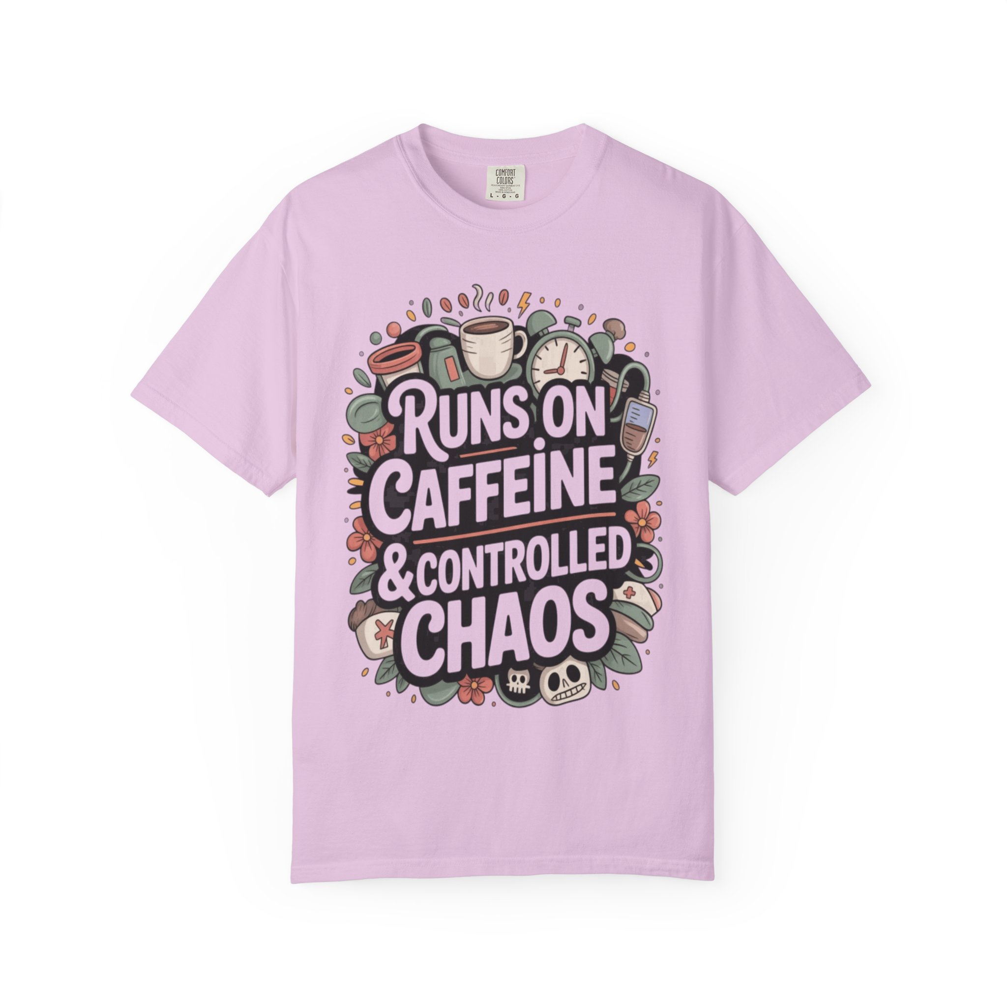 Runs on Caffeine & Controlled Chaos T-shirt | Coffee Graphic Tee - Image 12
