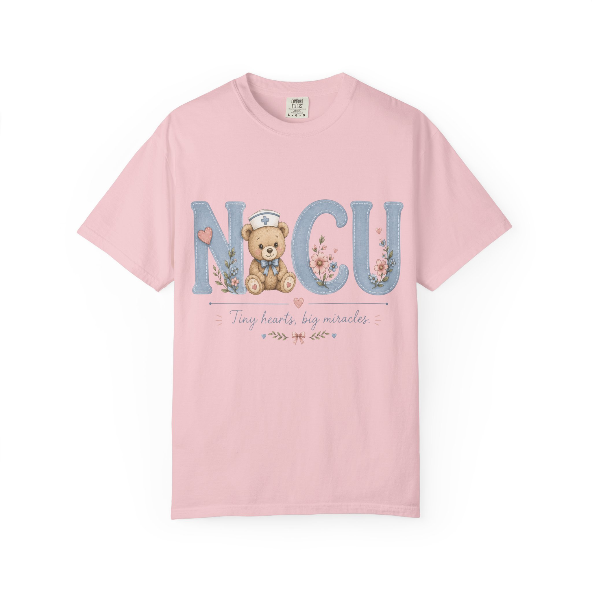 NICU Nurse Shirt Comfort Colors 1717 | Tiny Hearts Big Miracles Teddy Bear Tee | Neonatal Care Unit Gift | Hospital RN Graphic Apparel - Image 18