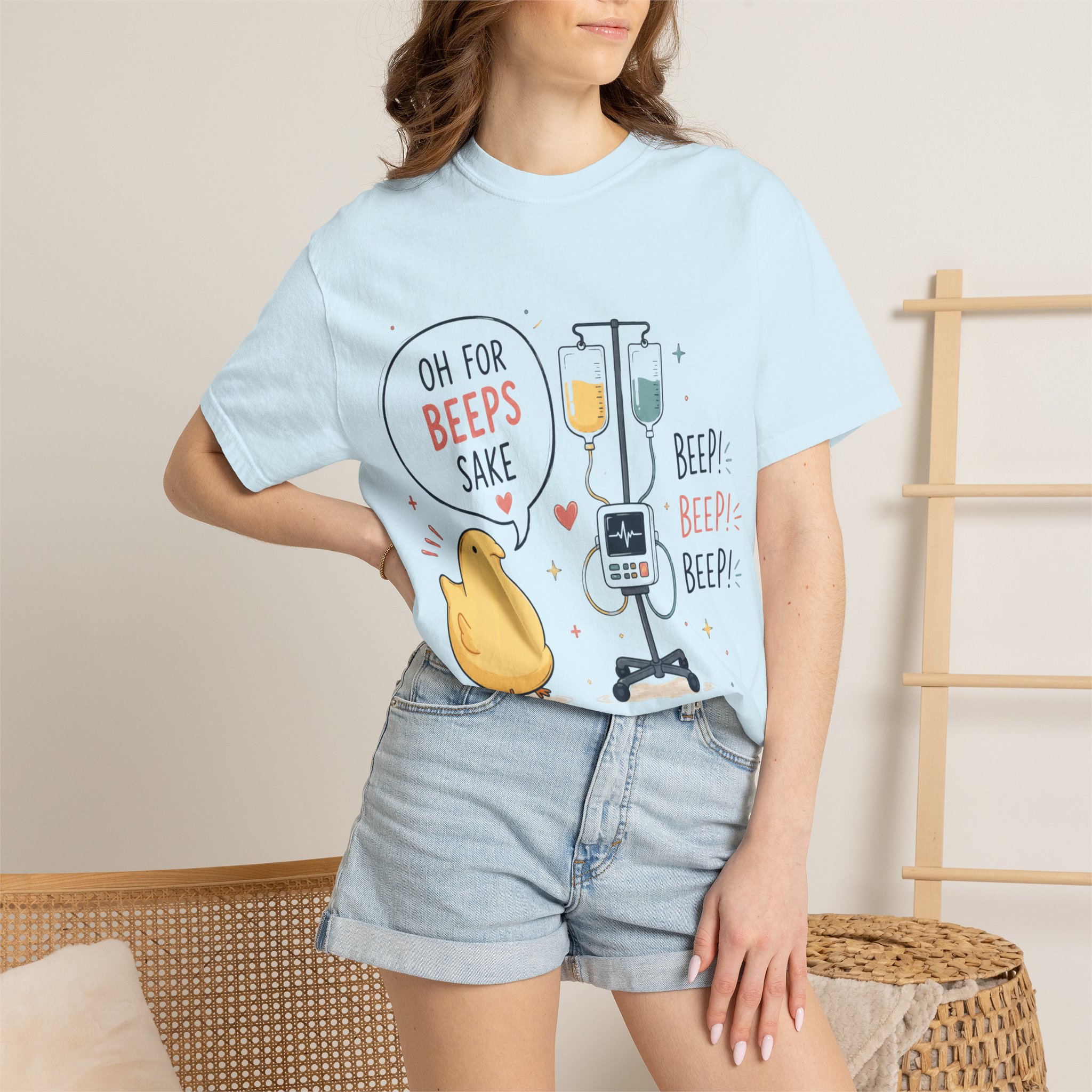 Oh for Beeps Sake: Cute Cartoon Chick with Medical Equipment Pun, Whimsical Healthcare Humor Illustration - Image 11