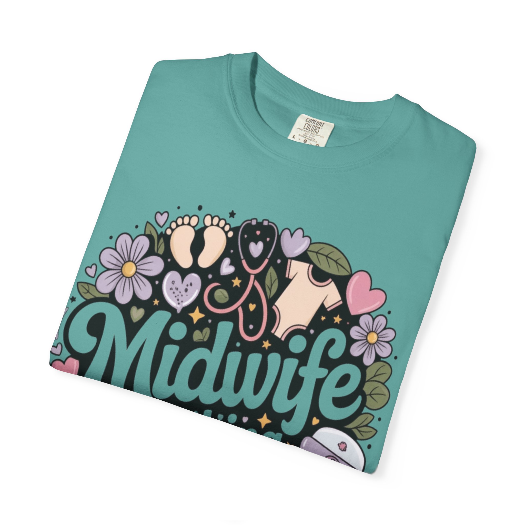 Midwife Catching Dreams T-Shirt — Floral Nurse Midwifery Tee - Image 14