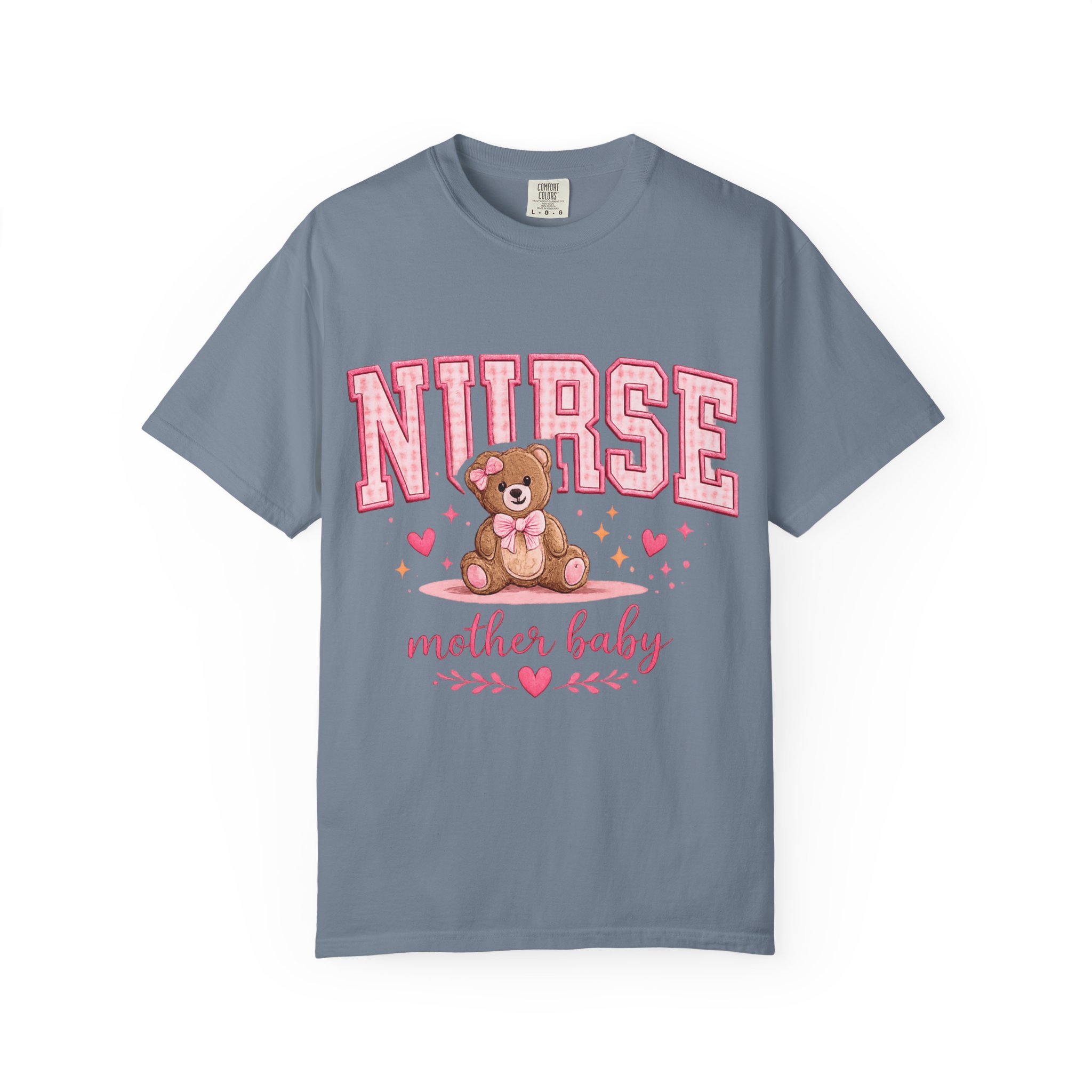 Mother Baby Nurse Shirt - Cute Teddy Bear Postpartum Comfort Colors Graphic Tee - Image 12