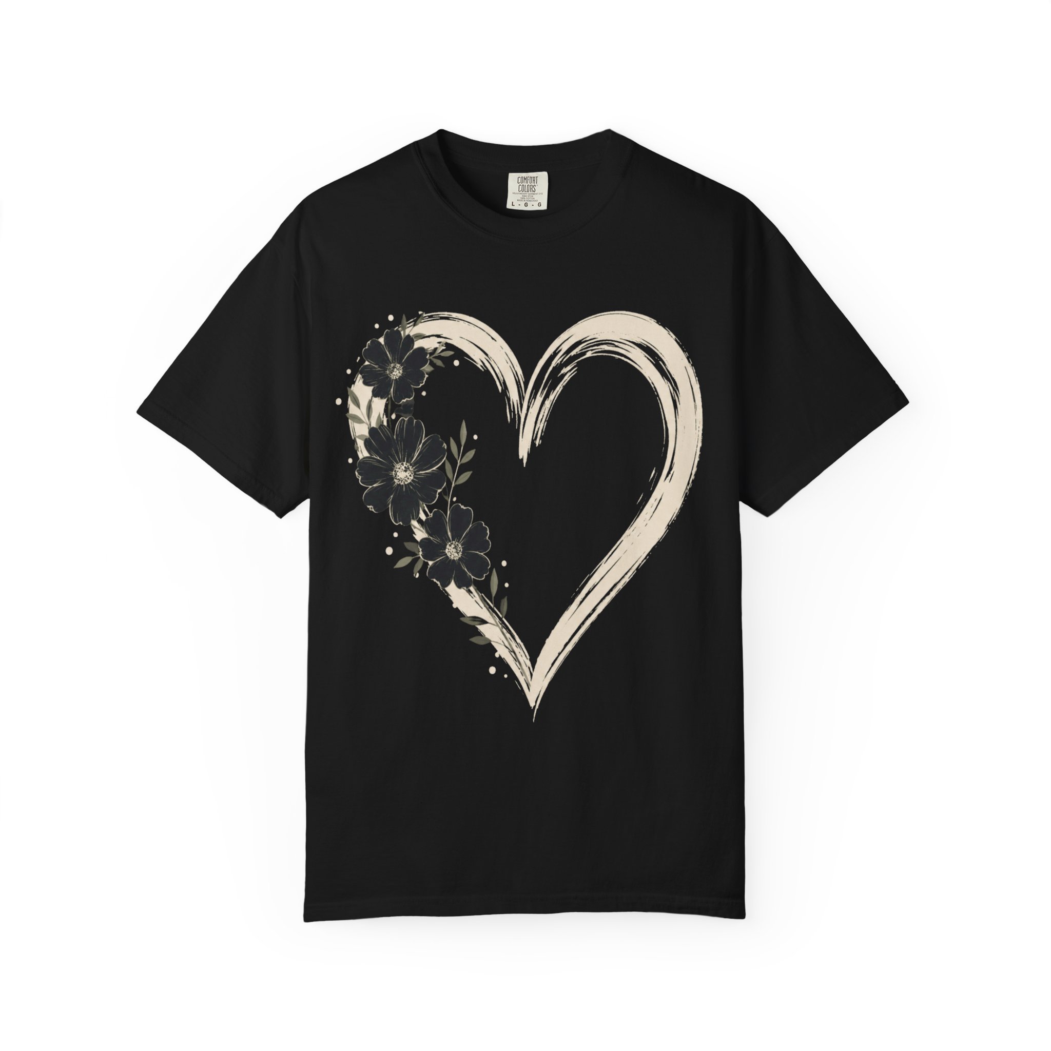 Botanical Heart Floral T-Shirt — Hand-Drawn Flower Heart Design - Image 6