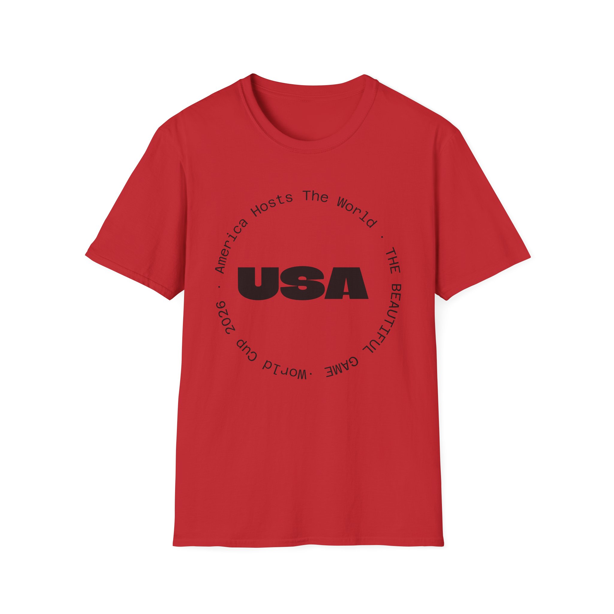 USA Graphic T‑Shirt — 'America Hosts The World' Circular Text Patriotic Tee - Image 32