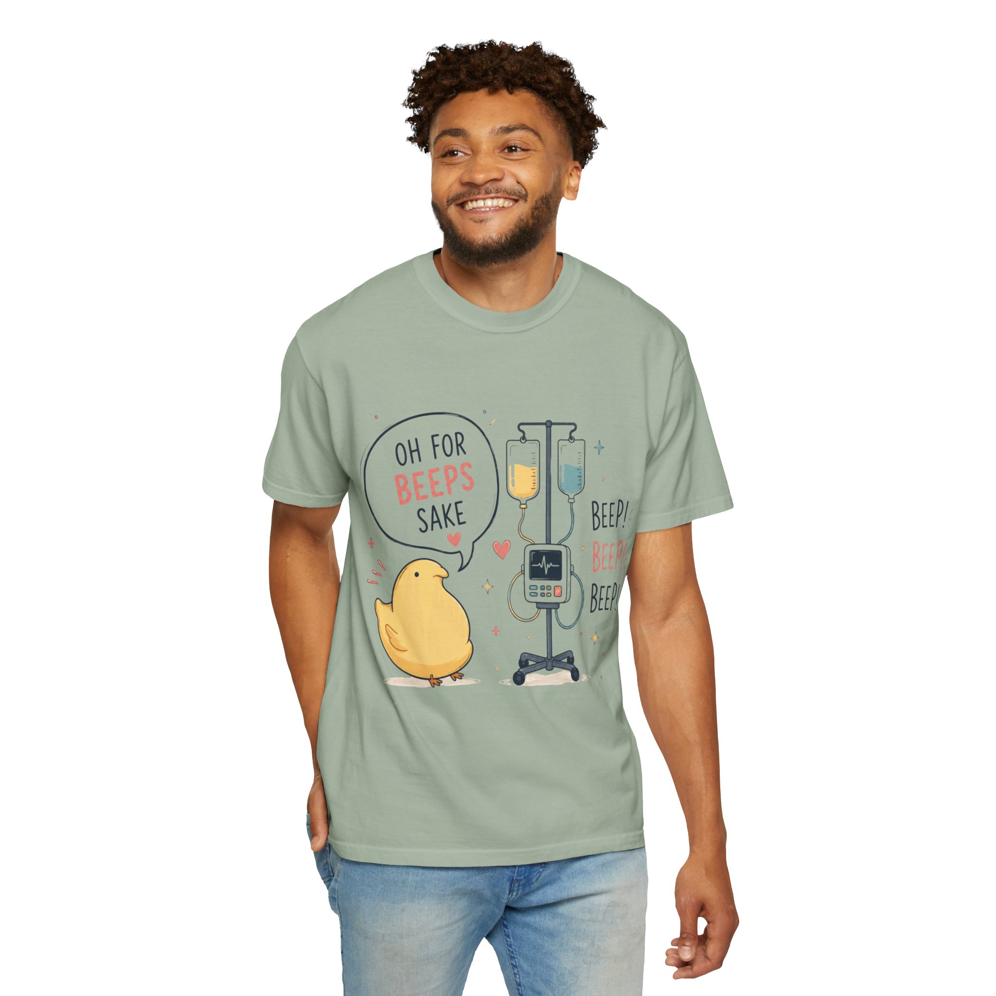 Oh for Beeps Sake: Cute Cartoon Chick with Medical Equipment Pun, Whimsical Healthcare Humor Illustration - Image 7