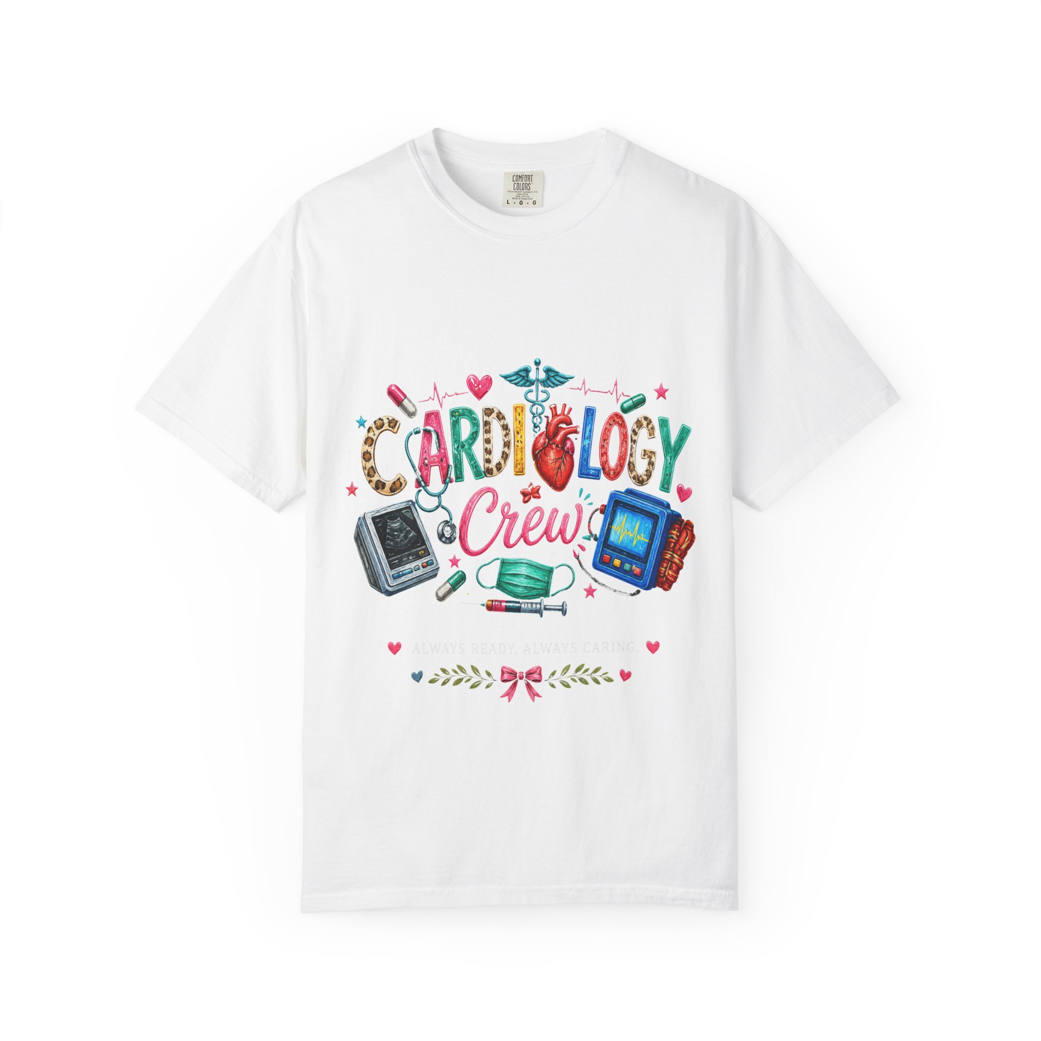 Cardiology Crew Medical Professional Illustration T-shirt | Doctor Nurse Heartbeat Tee - Image 2