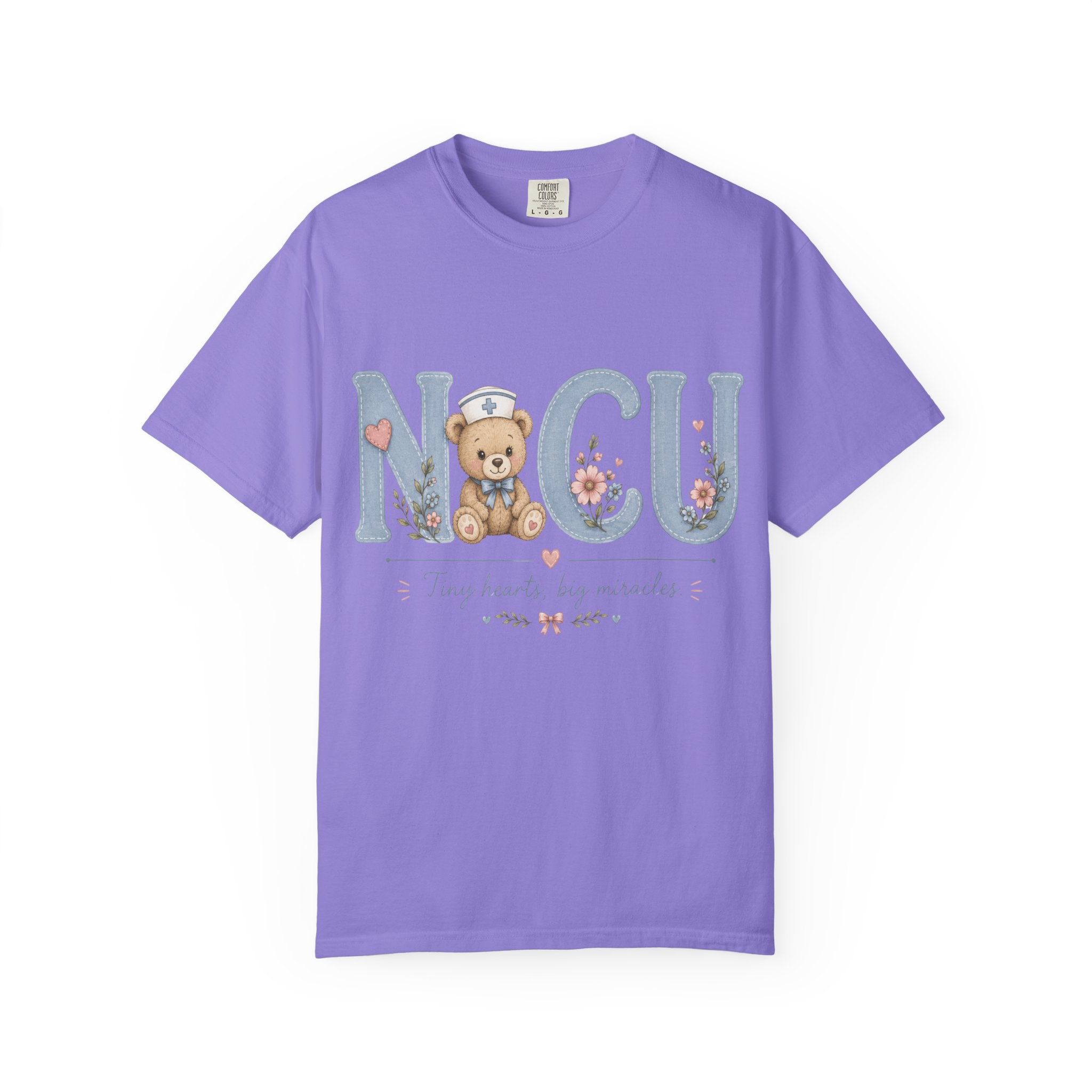 NICU Nurse Shirt Comfort Colors 1717 | Tiny Hearts Big Miracles Teddy Bear Tee | Neonatal Care Unit Gift | Hospital RN Graphic Apparel - Image 16
