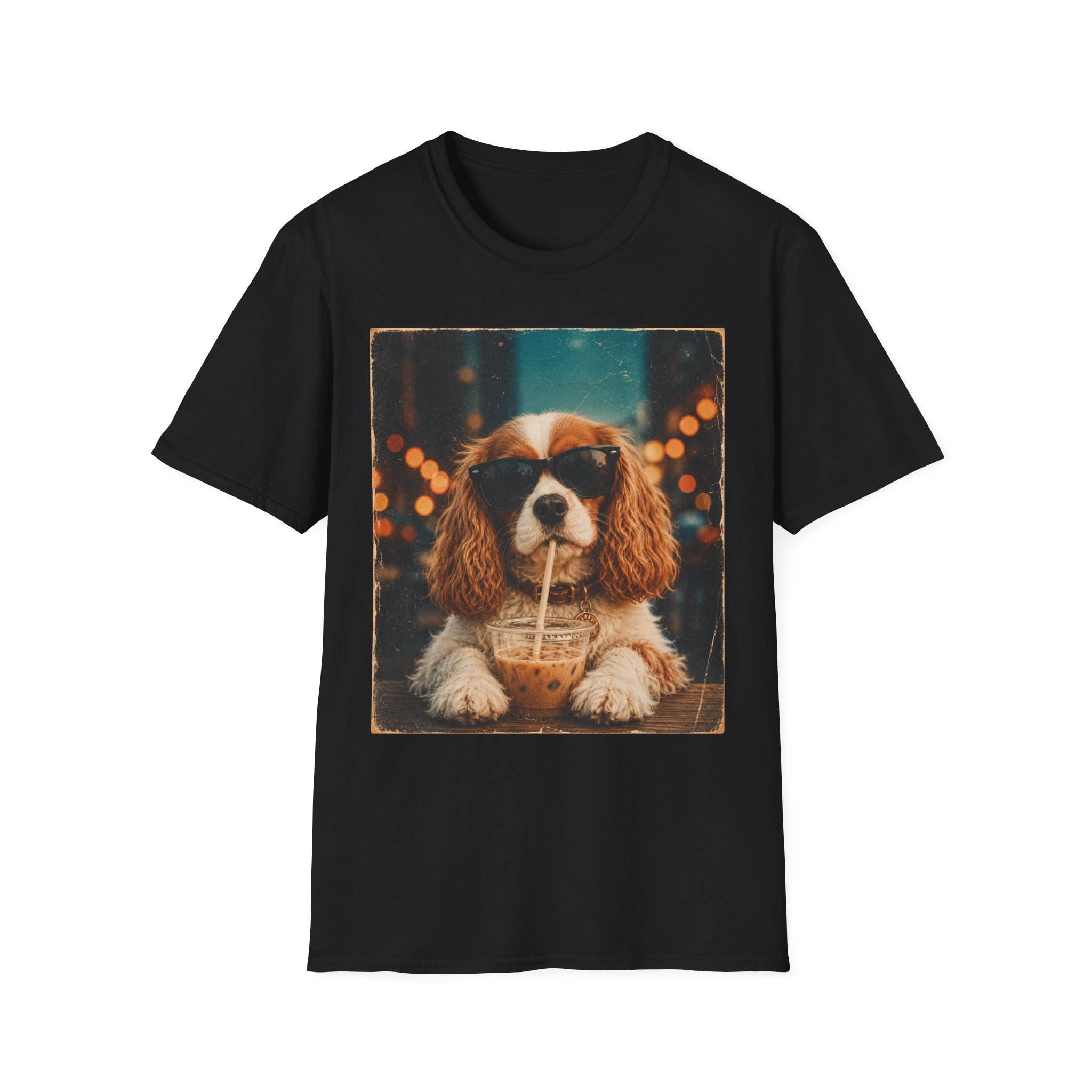 King Charles Spaniel Shirt | Cute Pup Sipping a Straw Graphic Tee - Image 7