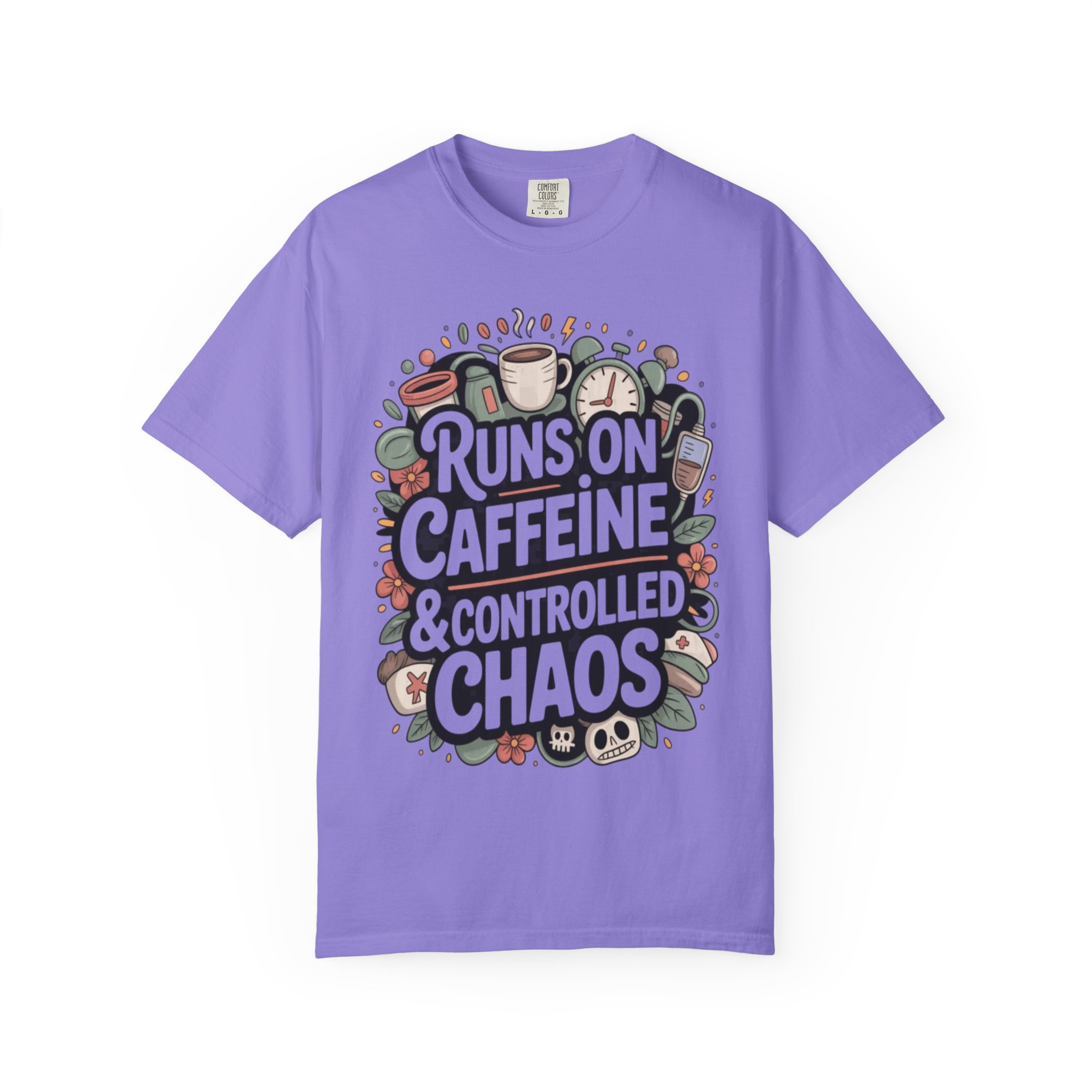 Runs on Caffeine & Controlled Chaos T-shirt | Coffee Graphic Tee - Image 11