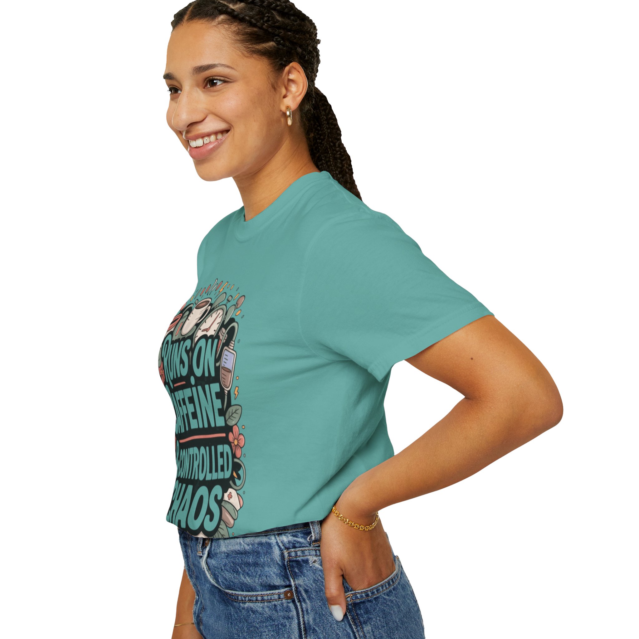 Runs on Caffeine & Controlled Chaos T-shirt | Coffee Graphic Tee - Image 8