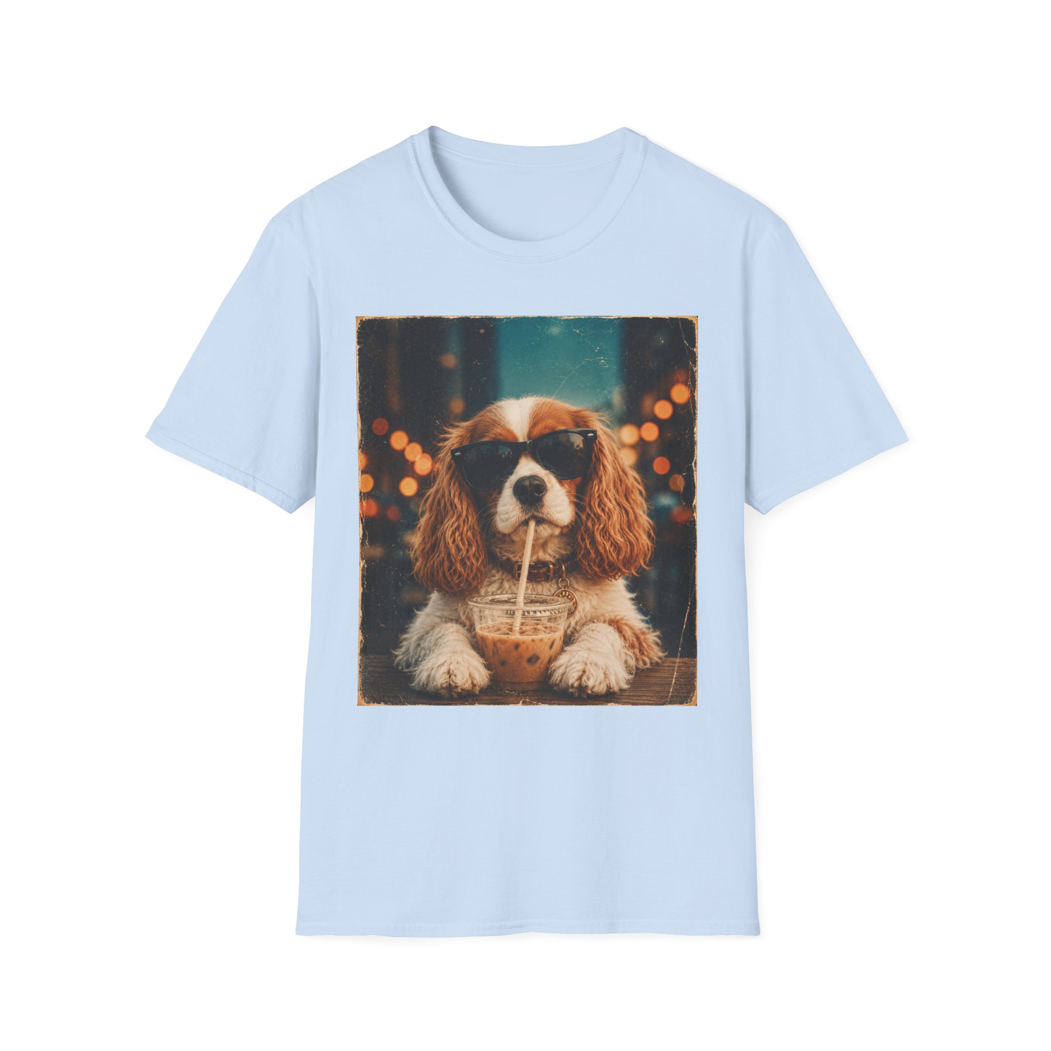 King Charles Spaniel Shirt | Cute Pup Sipping a Straw Graphic Tee - Image 19