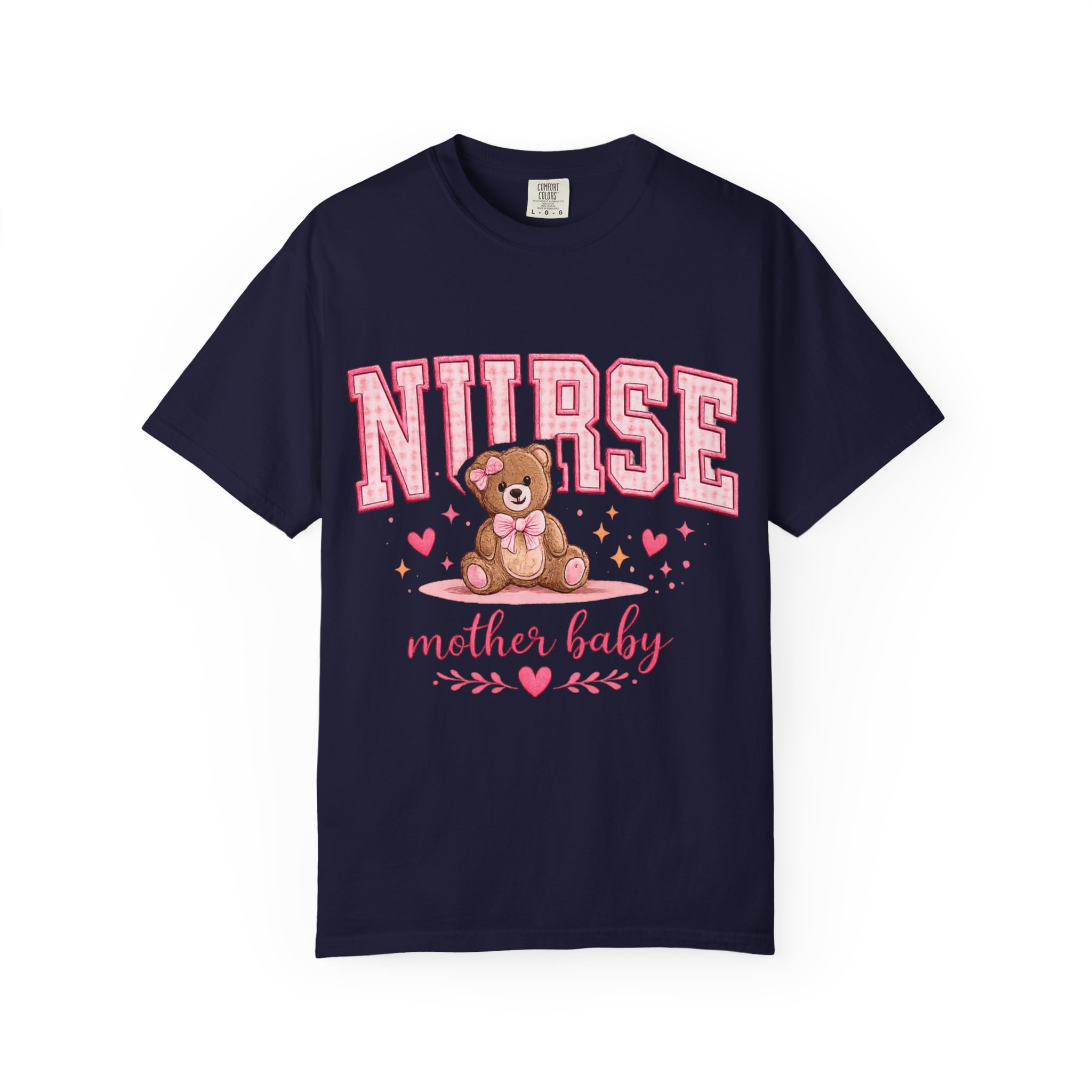 Mother Baby Nurse Shirt - Cute Teddy Bear Postpartum Comfort Colors Graphic Tee - Image 13
