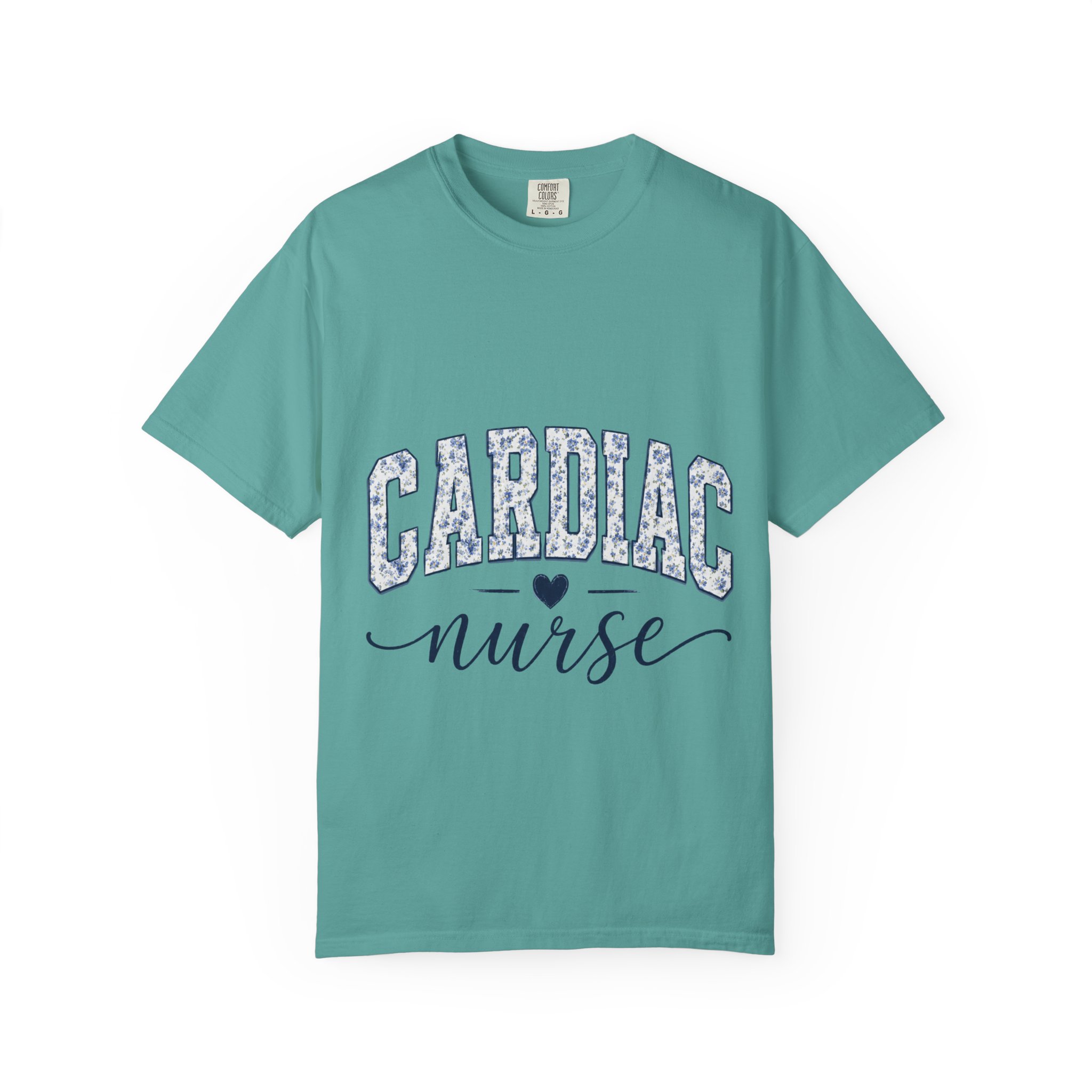Cardiac Nurse Shirt - Bold Floral Block Letter Comfort Colors Medical Graphic Tee - Image 9