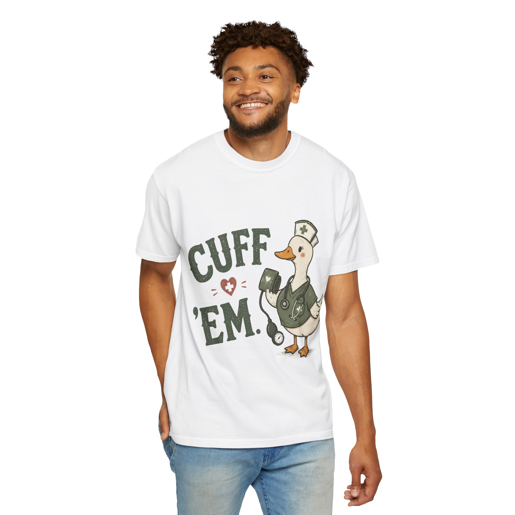 Cuff Em Nurse Shirt, Funny Goose Nurse Shirt - Blood Pressure Comfort Colors Graphic Tee - Image 5