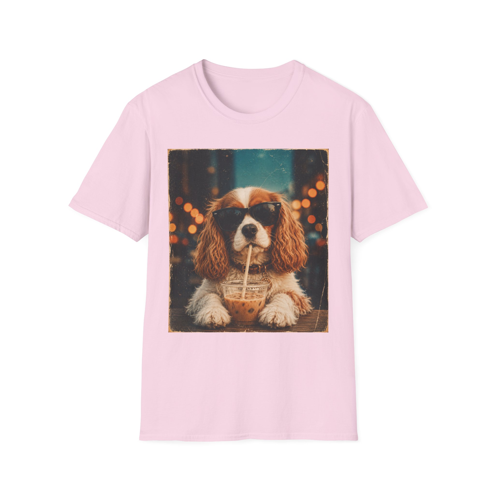 King Charles Spaniel Shirt | Cute Pup Sipping a Straw Graphic Tee - Image 31