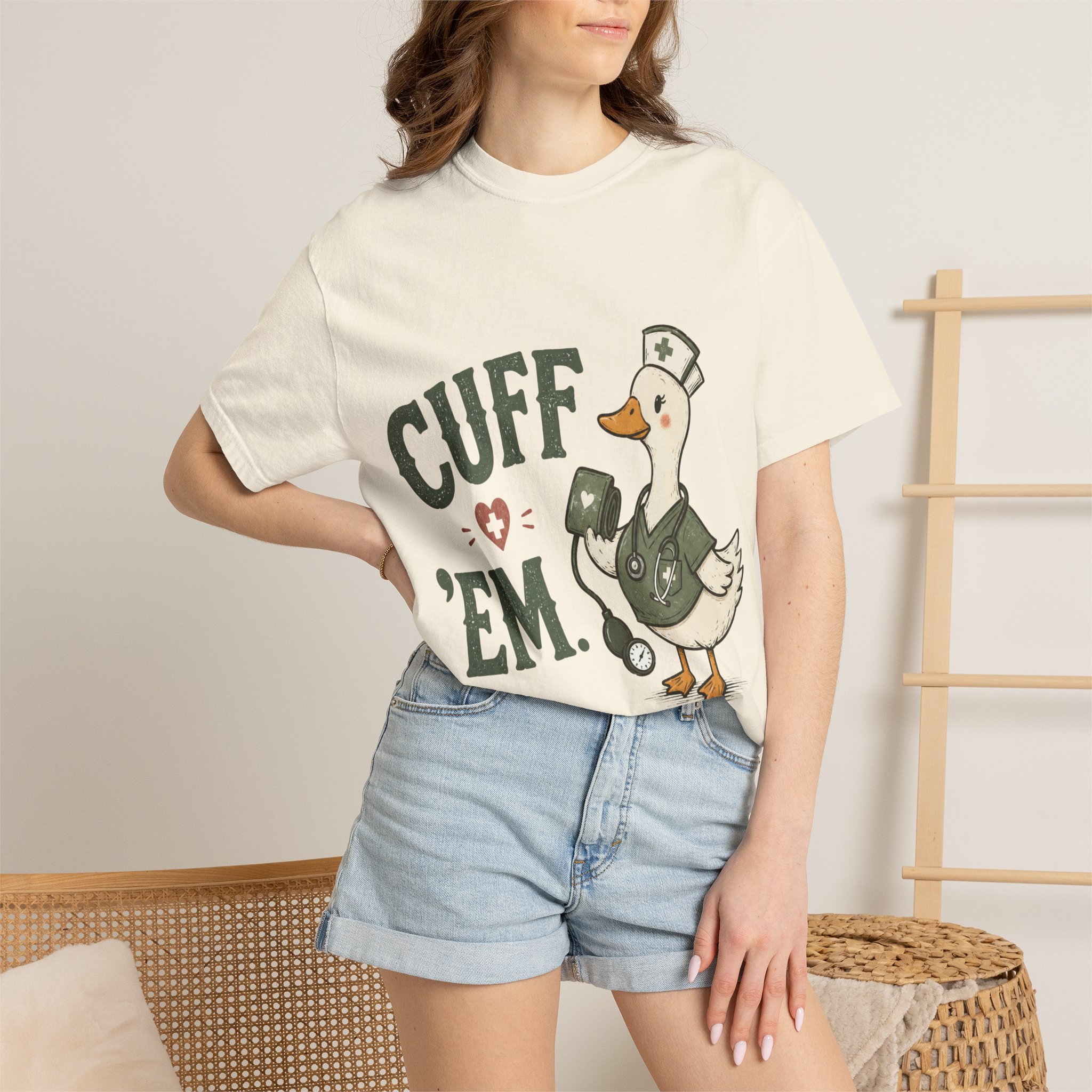 Cuff Em Nurse Shirt, Funny Goose Nurse Shirt - Blood Pressure Comfort Colors Graphic Tee - Image 7