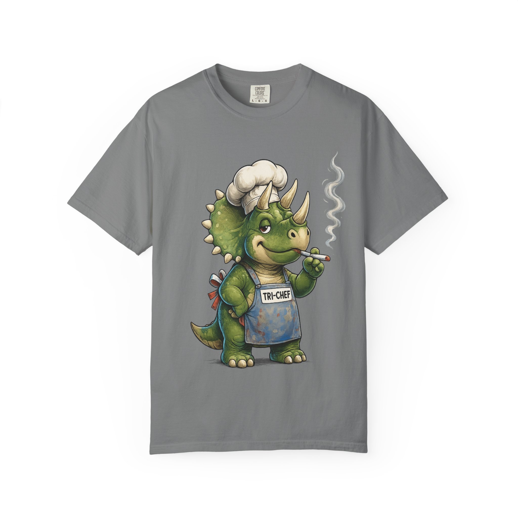 Tri Chef Shirt, Triceratops Chef Tee, Funny Dinosaur Chef Shirt, Funny Triceratops Comfort Colors 1717 T-Shirt - Image 8