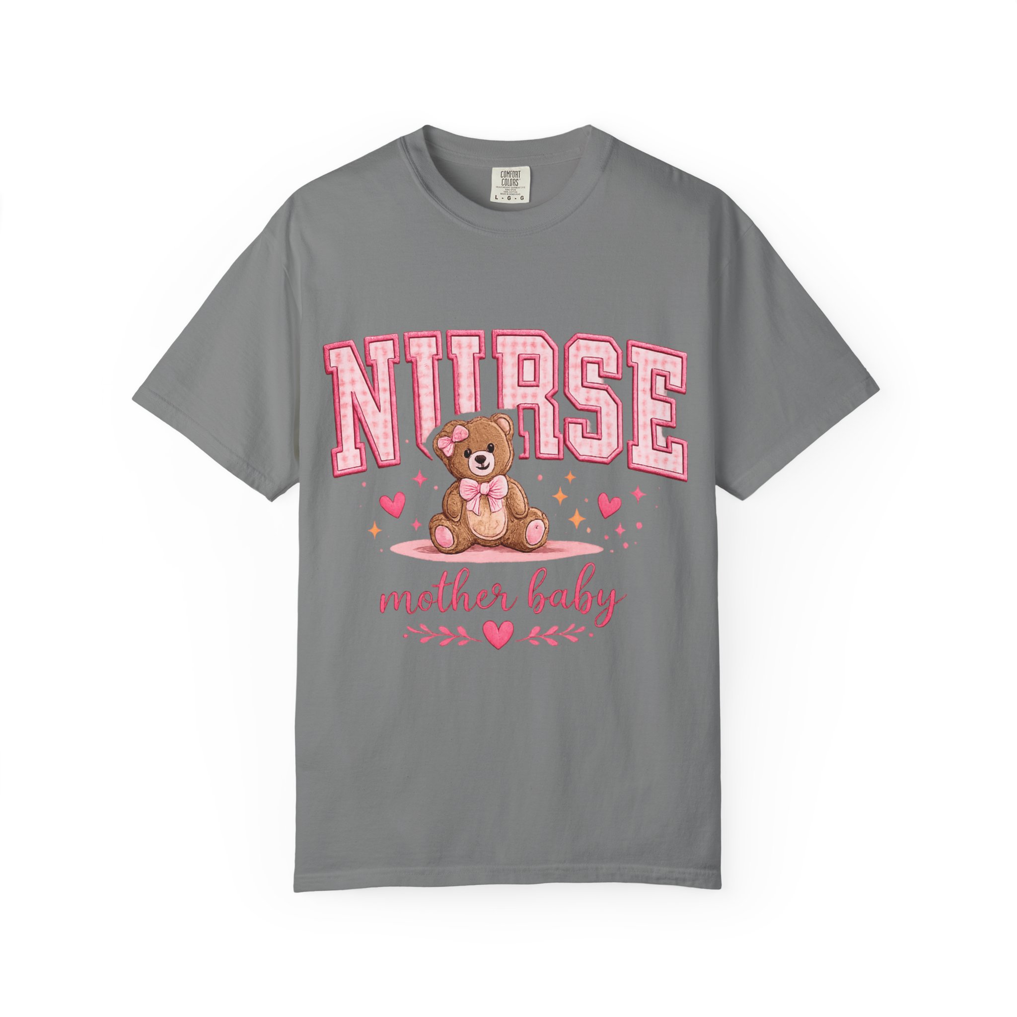 Mother Baby Nurse Shirt - Cute Teddy Bear Postpartum Comfort Colors Graphic Tee - Image 6
