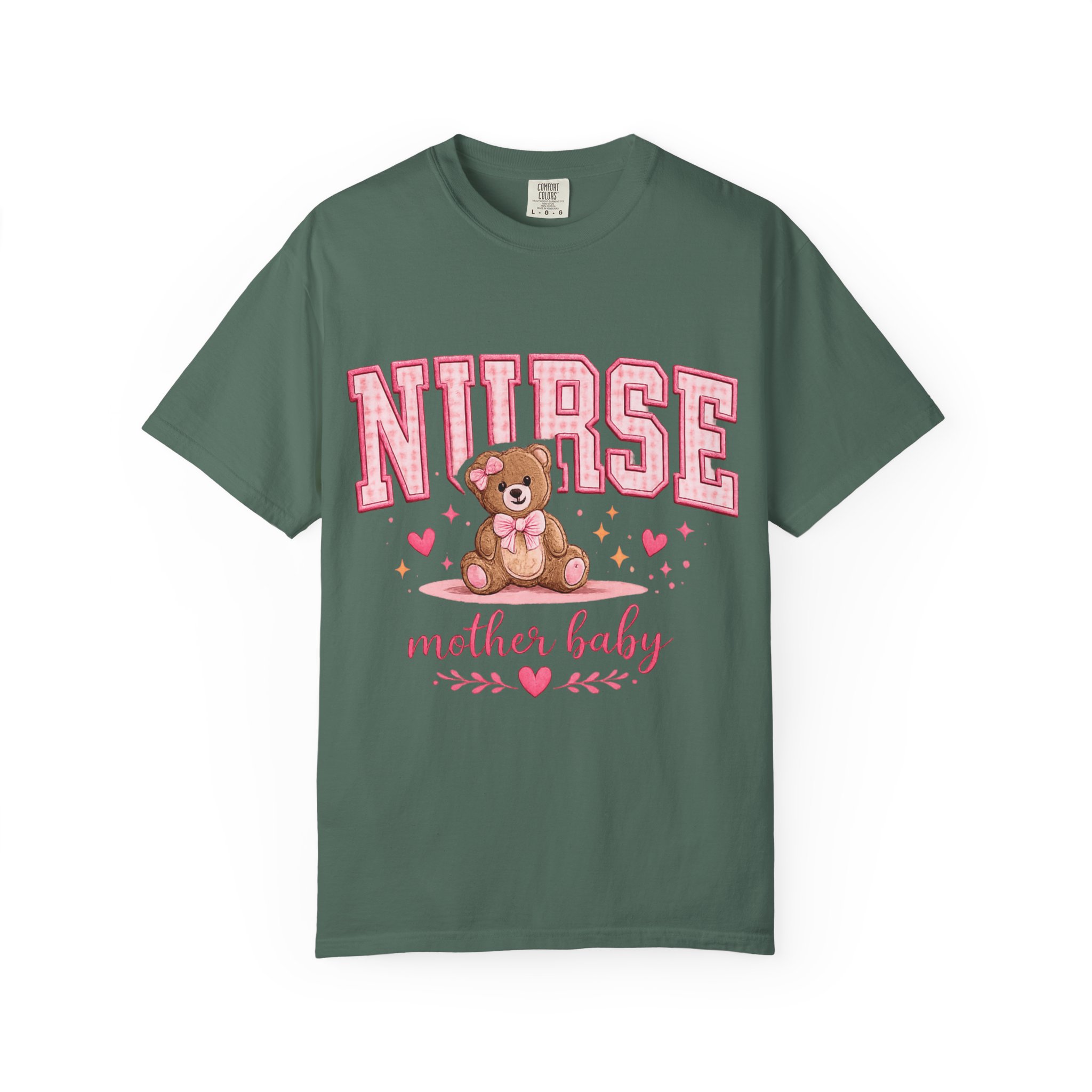 Mother Baby Nurse Shirt - Cute Teddy Bear Postpartum Comfort Colors Graphic Tee - Image 8