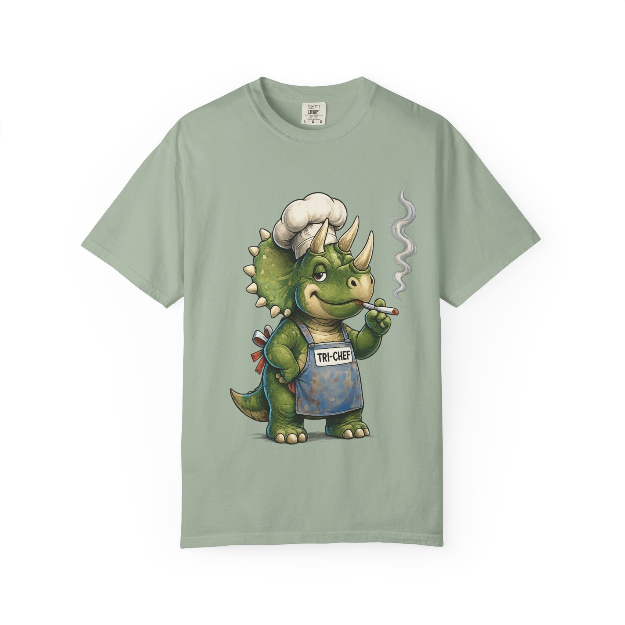Tri Chef Shirt, Triceratops Chef Tee, Funny Dinosaur Chef Shirt, Funny Triceratops Comfort Colors 1717 T-Shirt - Image 9