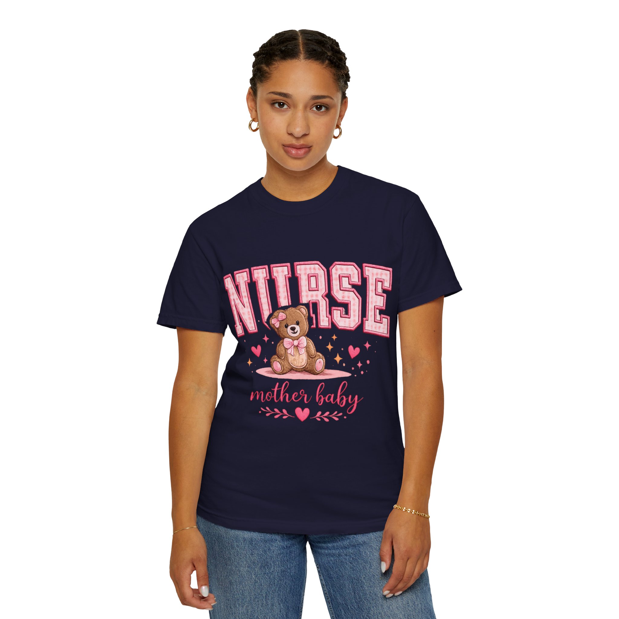 Mother Baby Nurse Shirt - Cute Teddy Bear Postpartum Comfort Colors Graphic Tee - Image 14