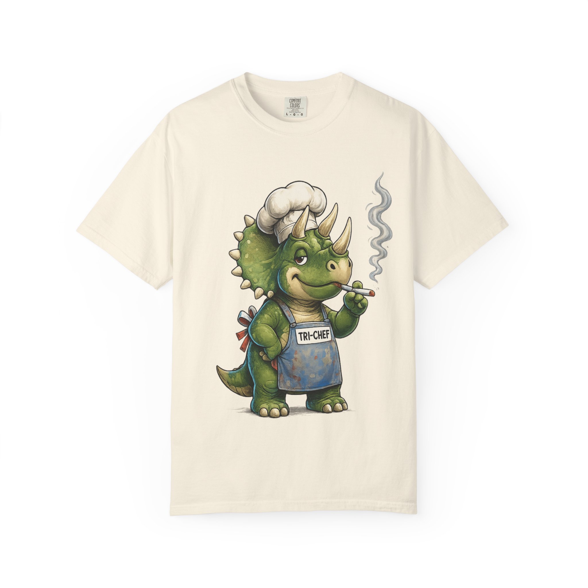 Tri Chef Shirt, Triceratops Chef Tee, Funny Dinosaur Chef Shirt, Funny Triceratops Comfort Colors 1717 T-Shirt - Image 6