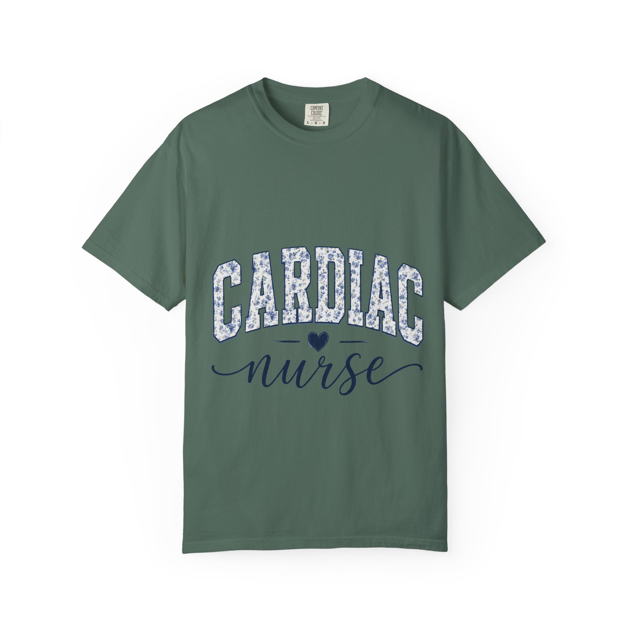 Cardiac Nurse Shirt - Bold Floral Block Letter Comfort Colors Medical Graphic Tee - Image 8