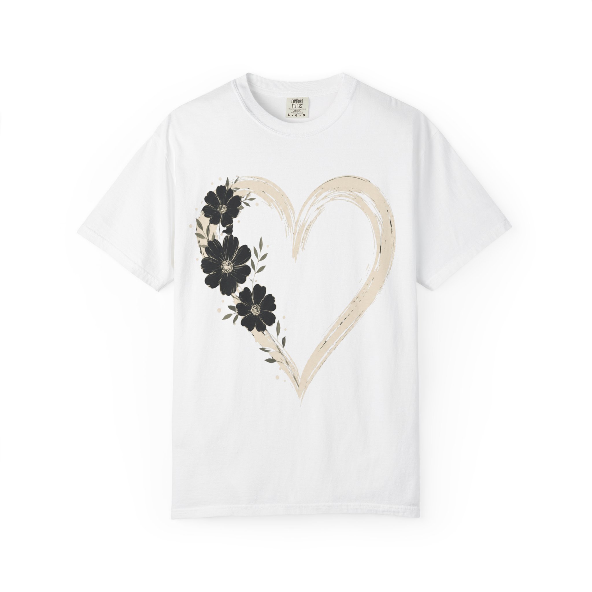 Botanical Heart Floral T-Shirt — Hand-Drawn Flower Heart Design - Image 4
