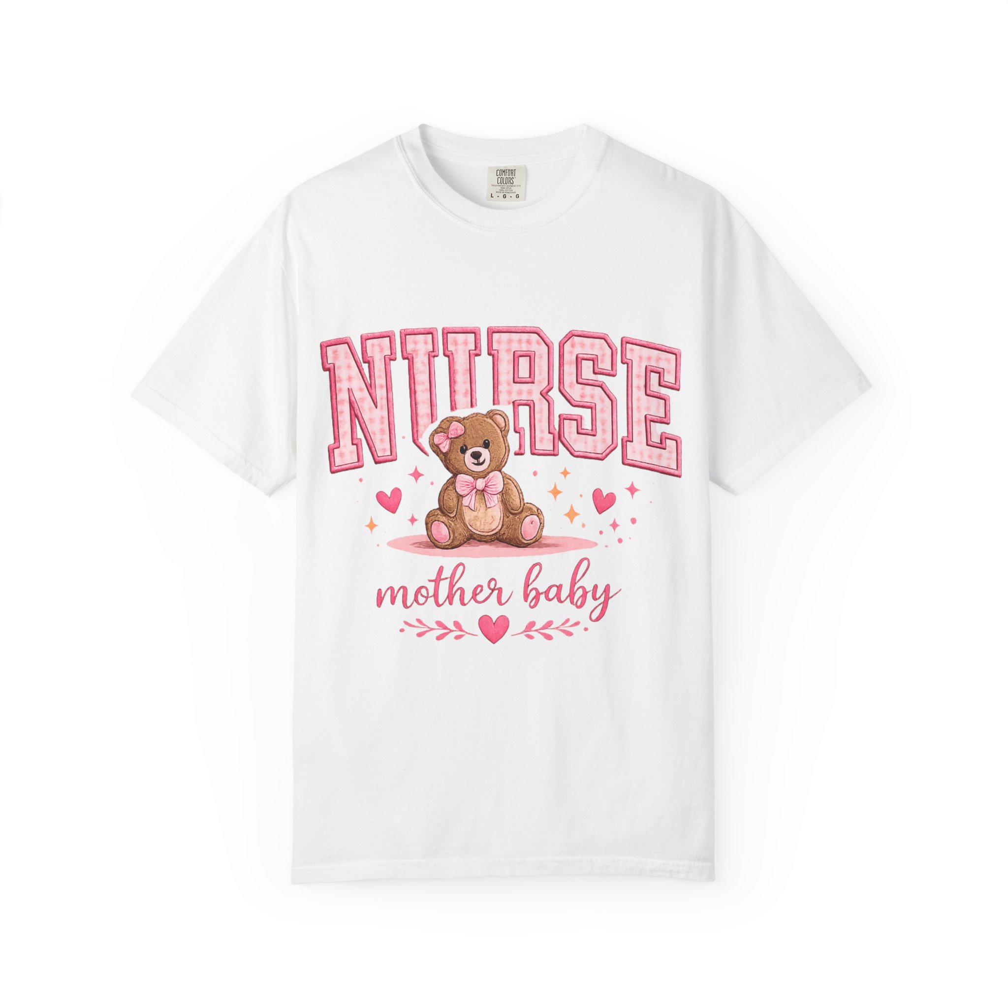 Mother Baby Nurse Shirt - Cute Teddy Bear Postpartum Comfort Colors Graphic Tee - Image 2