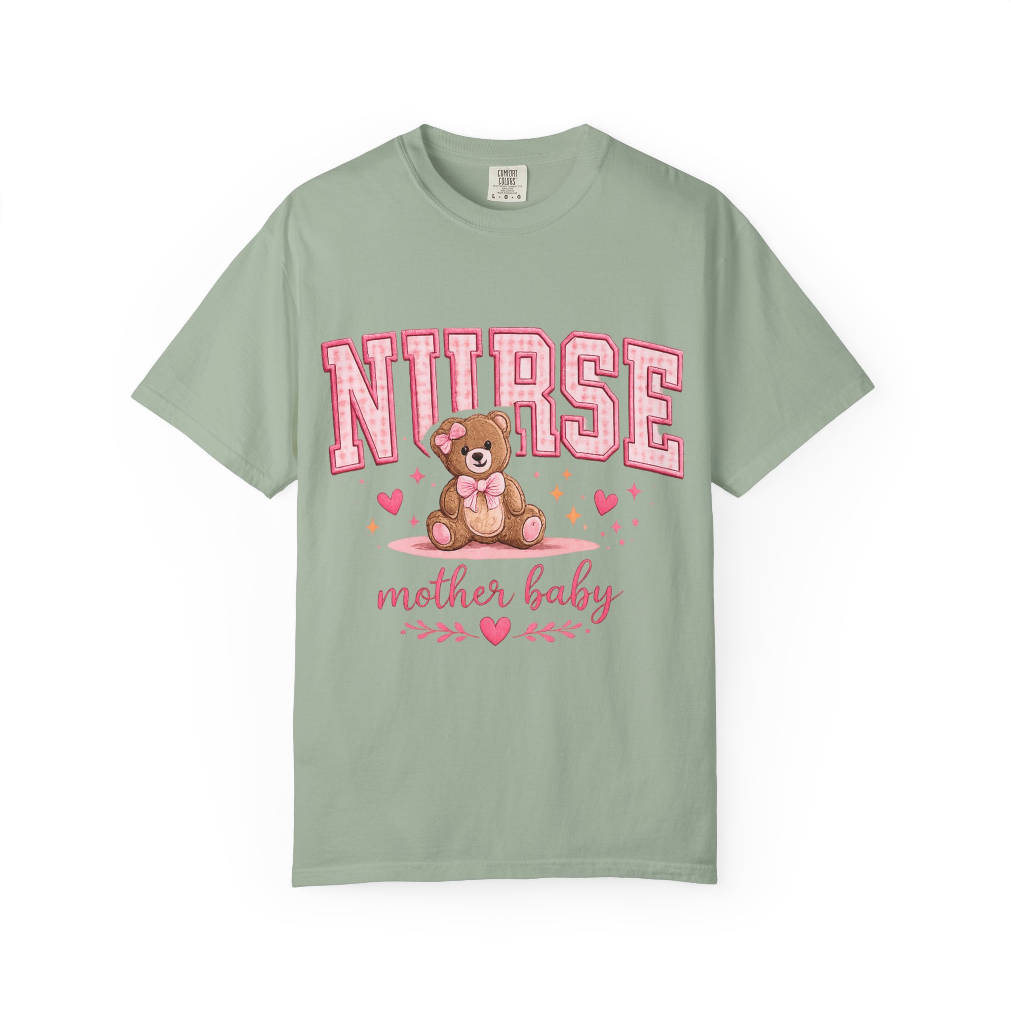 Mother Baby Nurse Shirt - Cute Teddy Bear Postpartum Comfort Colors Graphic Tee - Image 7
