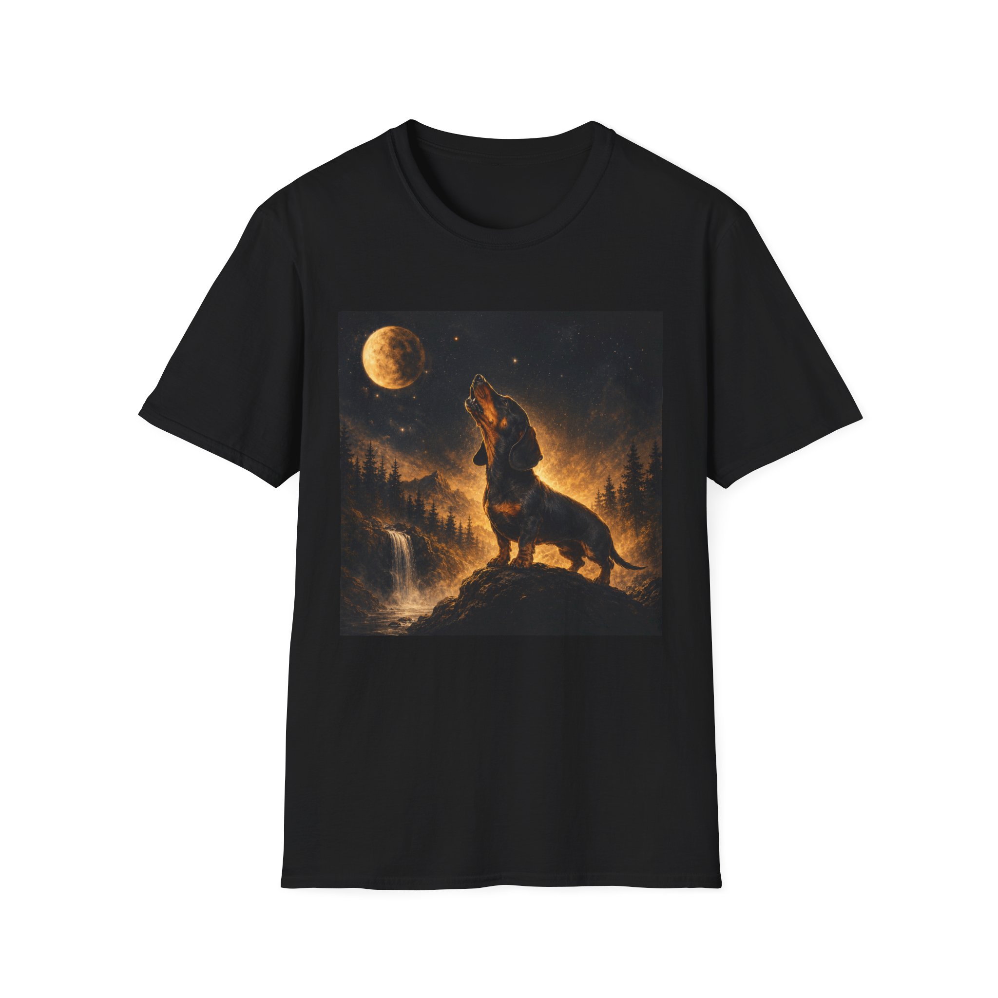 Dachshund Howling At The Moon Shirt, Dachshund Moonlight Tee, Wiener Dog Shirt, Doxie Lover Gift, Dachshund Art Shirt, Long Haired Dachshund Tee, Dog Lover Gift, Fantasy Dog Shirt, Moonlit Dachshund,... - Image 7