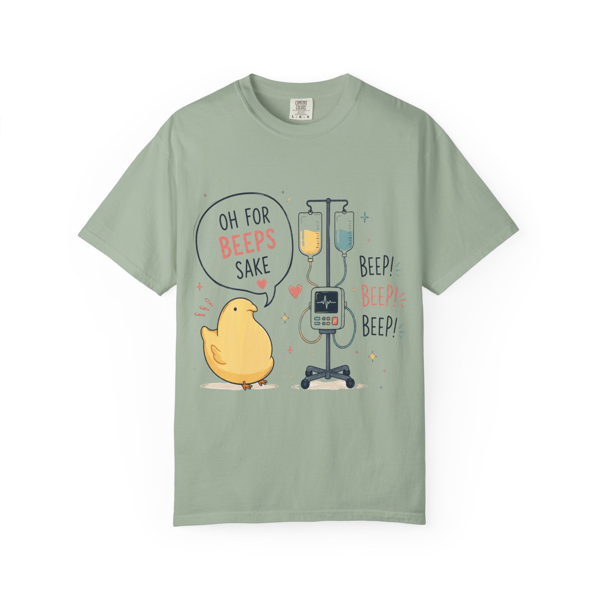 Oh for Beeps Sake: Cute Cartoon Chick with Medical Equipment Pun, Whimsical Healthcare Humor Illustration - Image 6