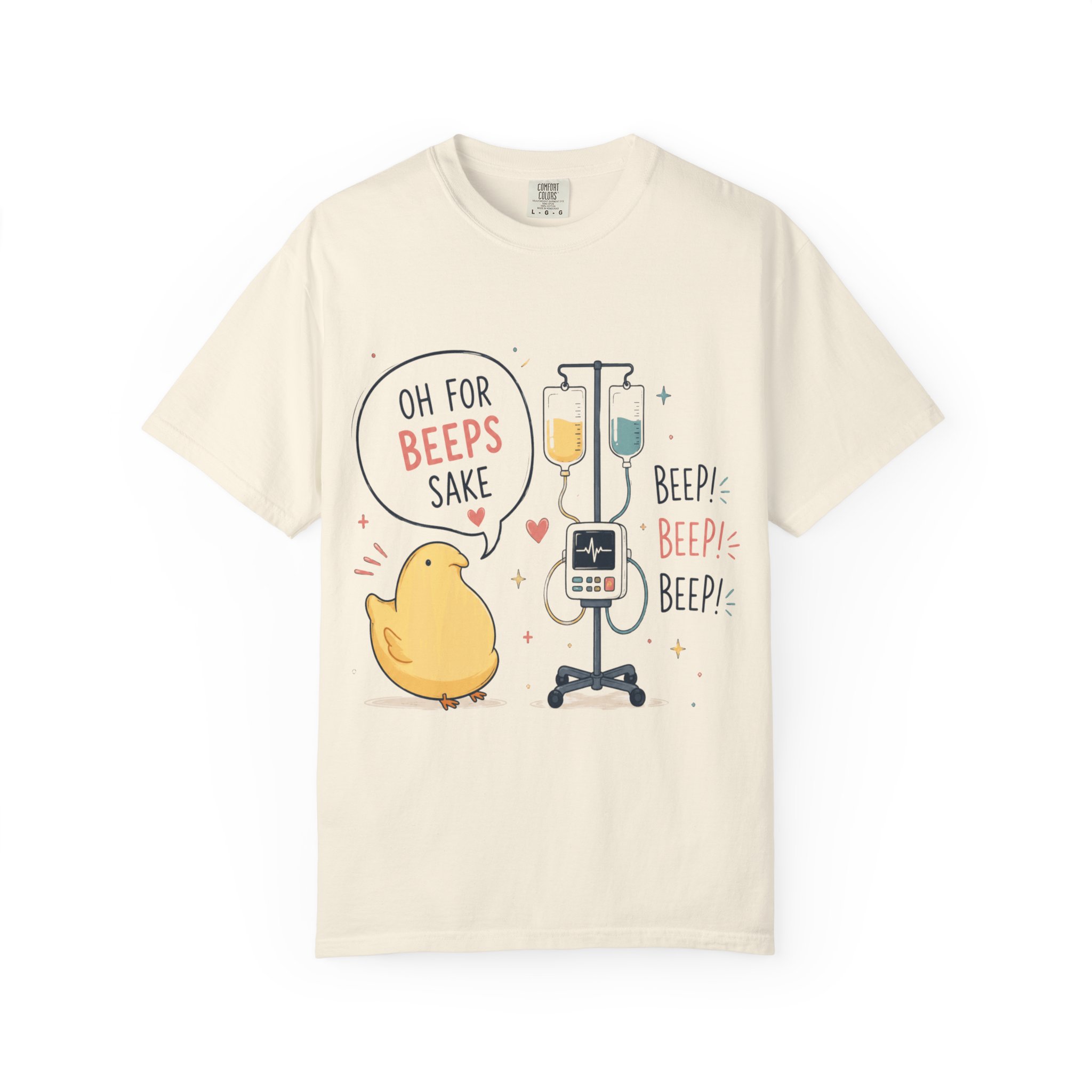 Oh for Beeps Sake: Cute Cartoon Chick with Medical Equipment Pun, Whimsical Healthcare Humor Illustration - Image 4