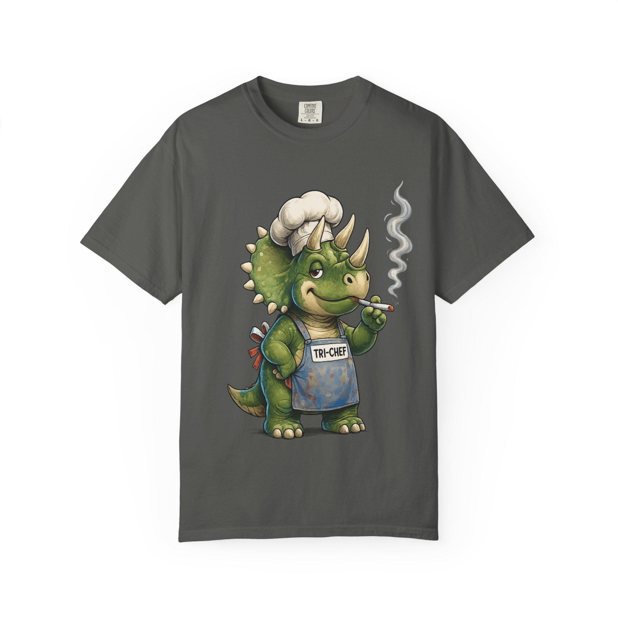 Tri Chef Shirt, Triceratops Chef Tee, Funny Dinosaur Chef Shirt, Funny Triceratops Comfort Colors 1717 T-Shirt - Image 7