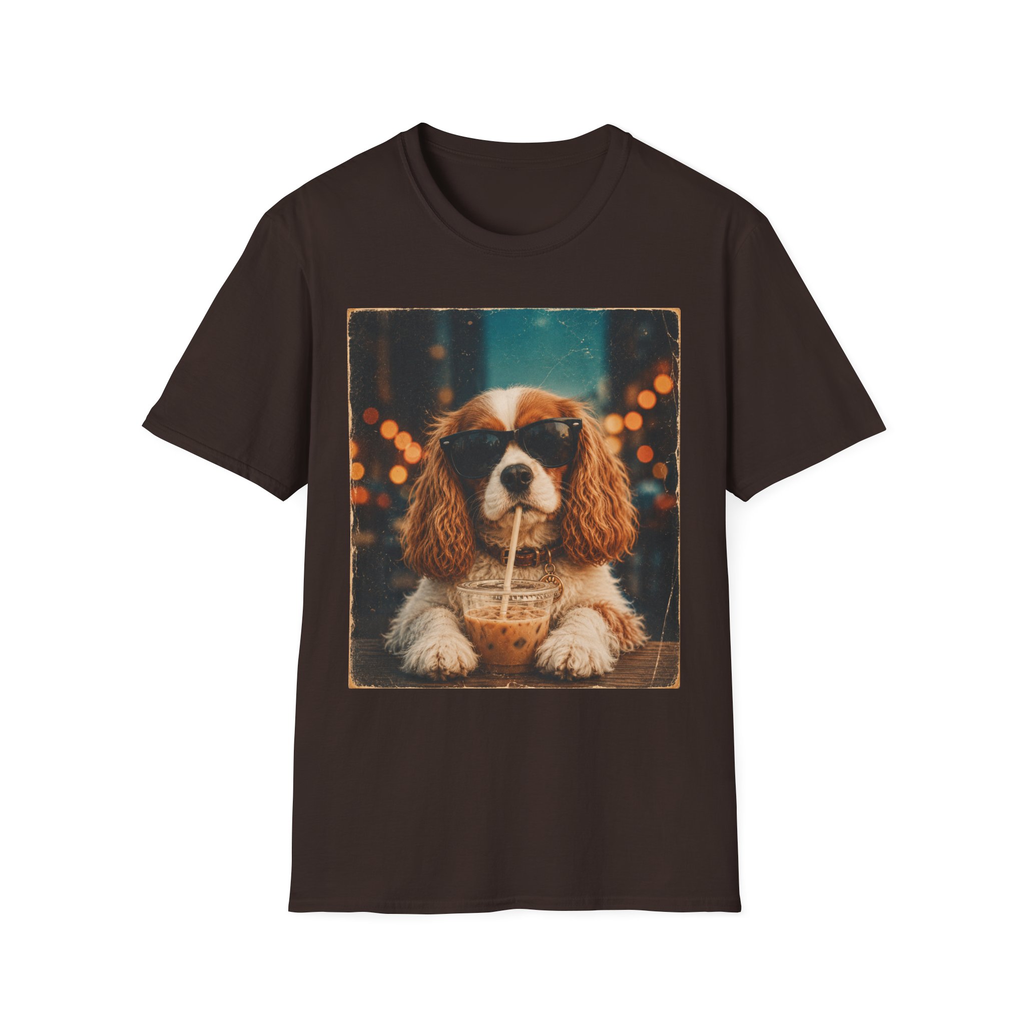 King Charles Spaniel Shirt | Cute Pup Sipping a Straw Graphic Tee - Image 11