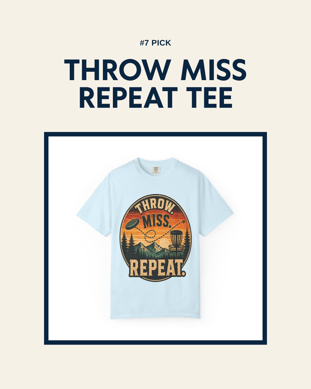 Throw Miss Repeat disc golf t-shirt design