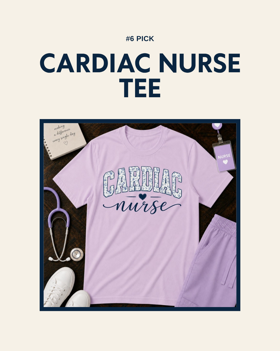Cardiac Nurse bold floral t-shirt design