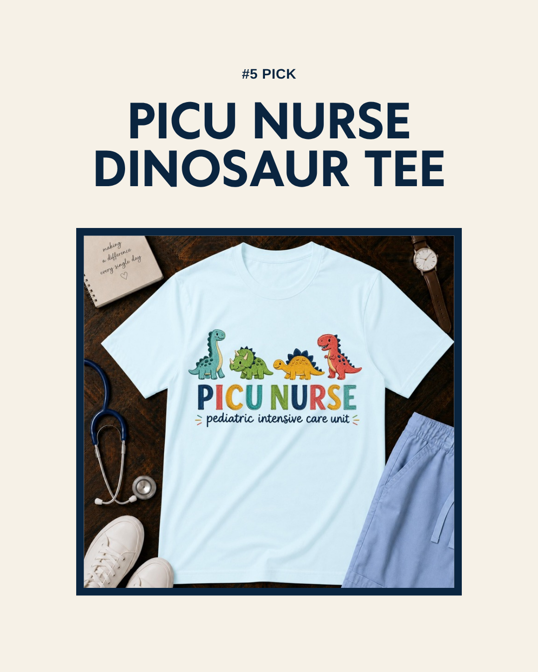 PICU Nurse Dinosaur t-shirt design