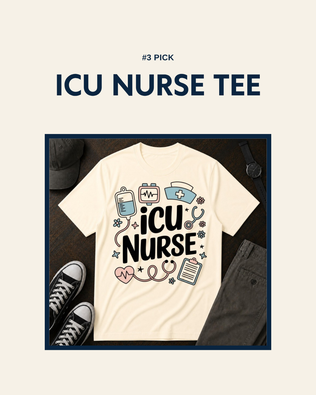 ICU Nurse cute medical icons t-shirt design