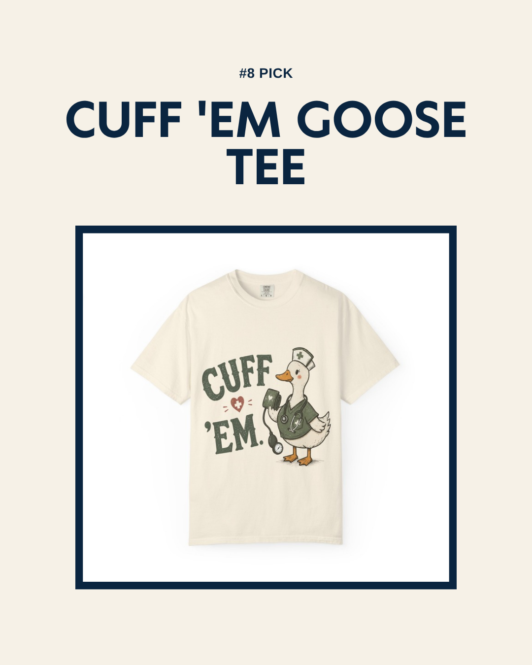 Cuff ’Em Goose t-shirt, unaltered product photo