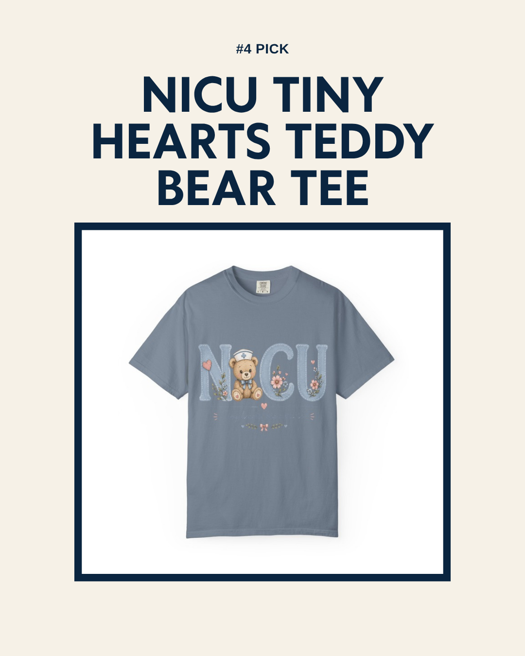 NICU Tiny Hearts Teddy Bear t-shirt, unaltered product photo