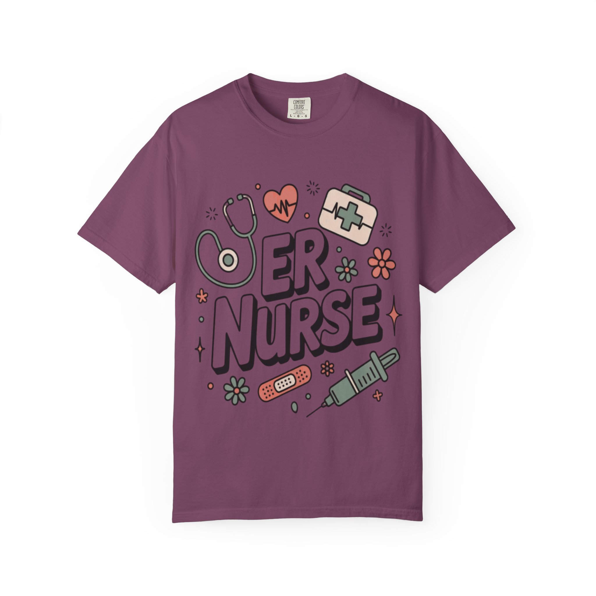 ER Nurse Graphic T-Shirt — Cute Medical Icons Gift for Nurses - Image 15