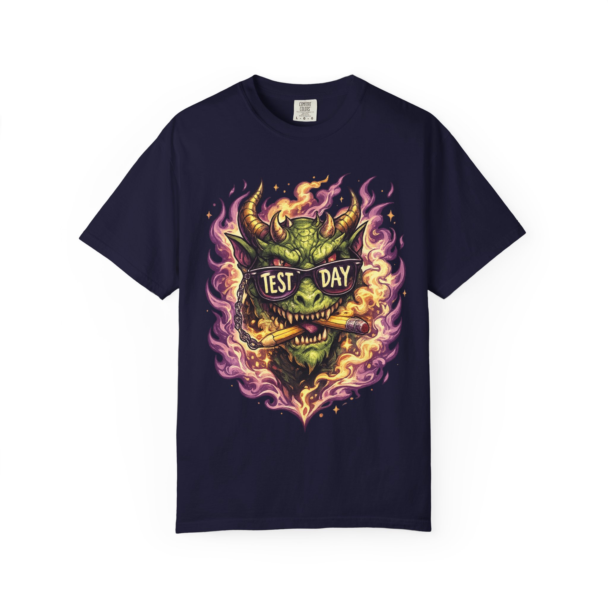 Test Day Demon T-Shirt - Fiery Monster Graphic Tee - Image 13