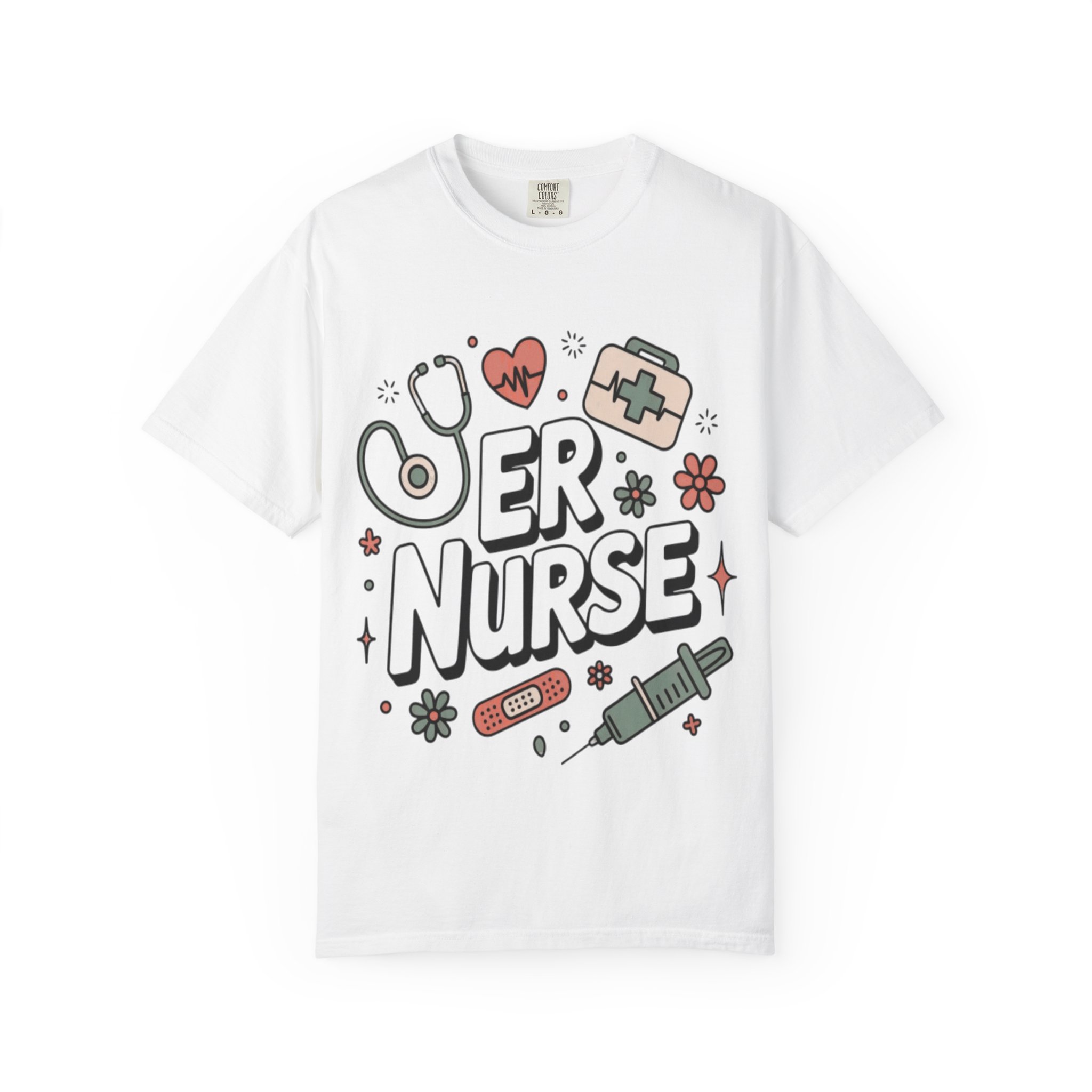 ER Nurse Graphic T-Shirt — Cute Medical Icons Gift for Nurses - Image 2